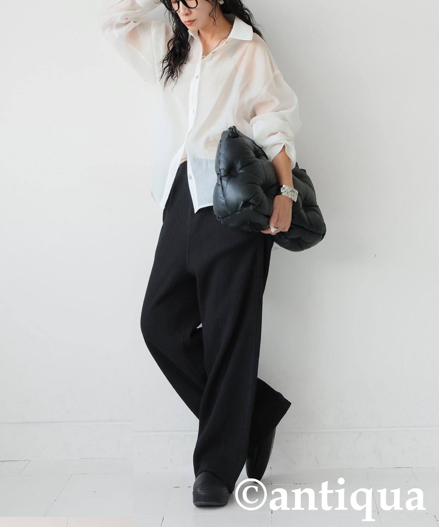 Waffle Wide Pants Ladies