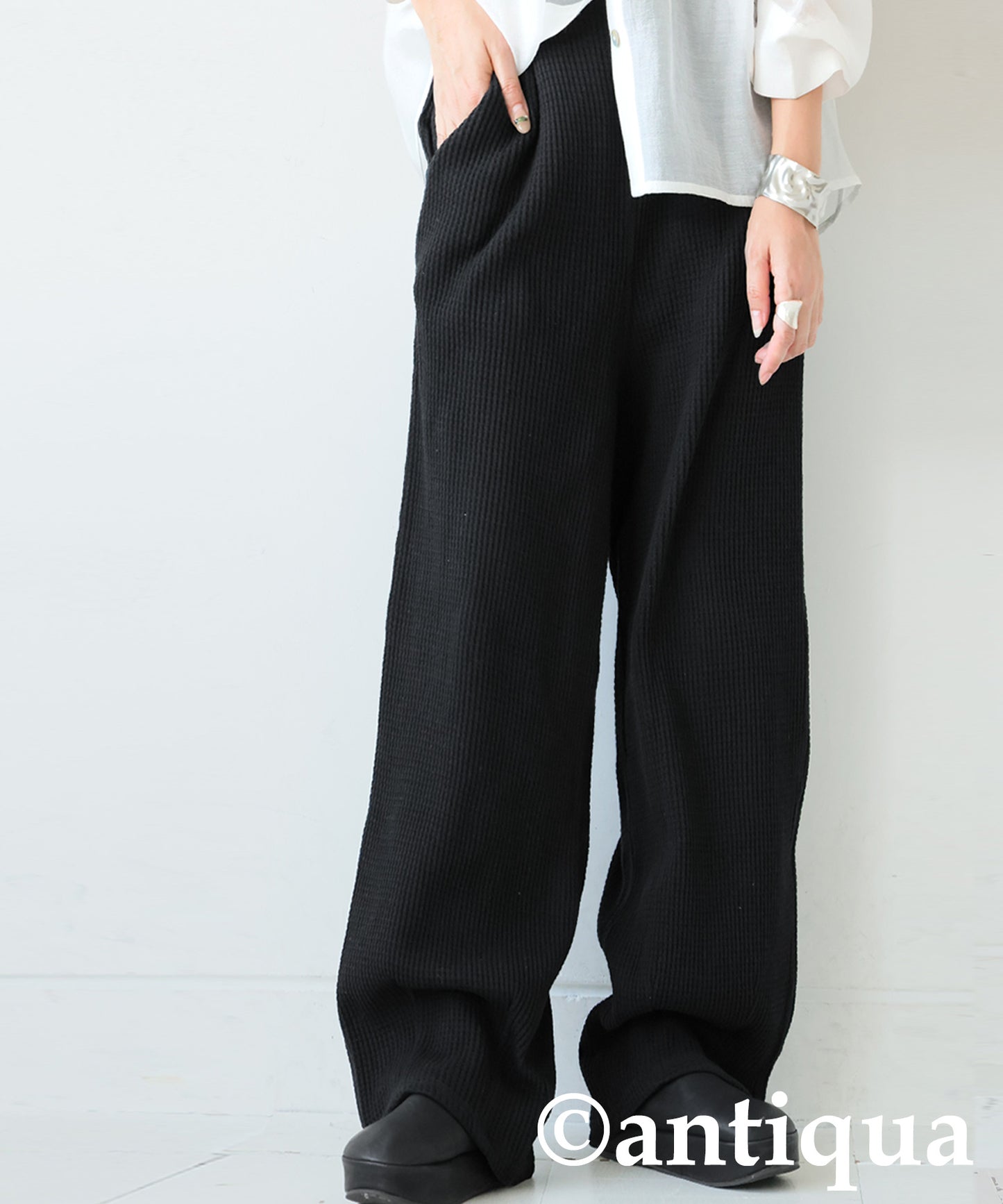 Waffle Wide Pants Ladies