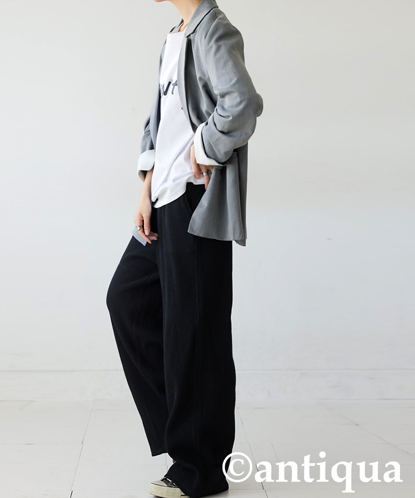 Waffle Wide Pants Ladies