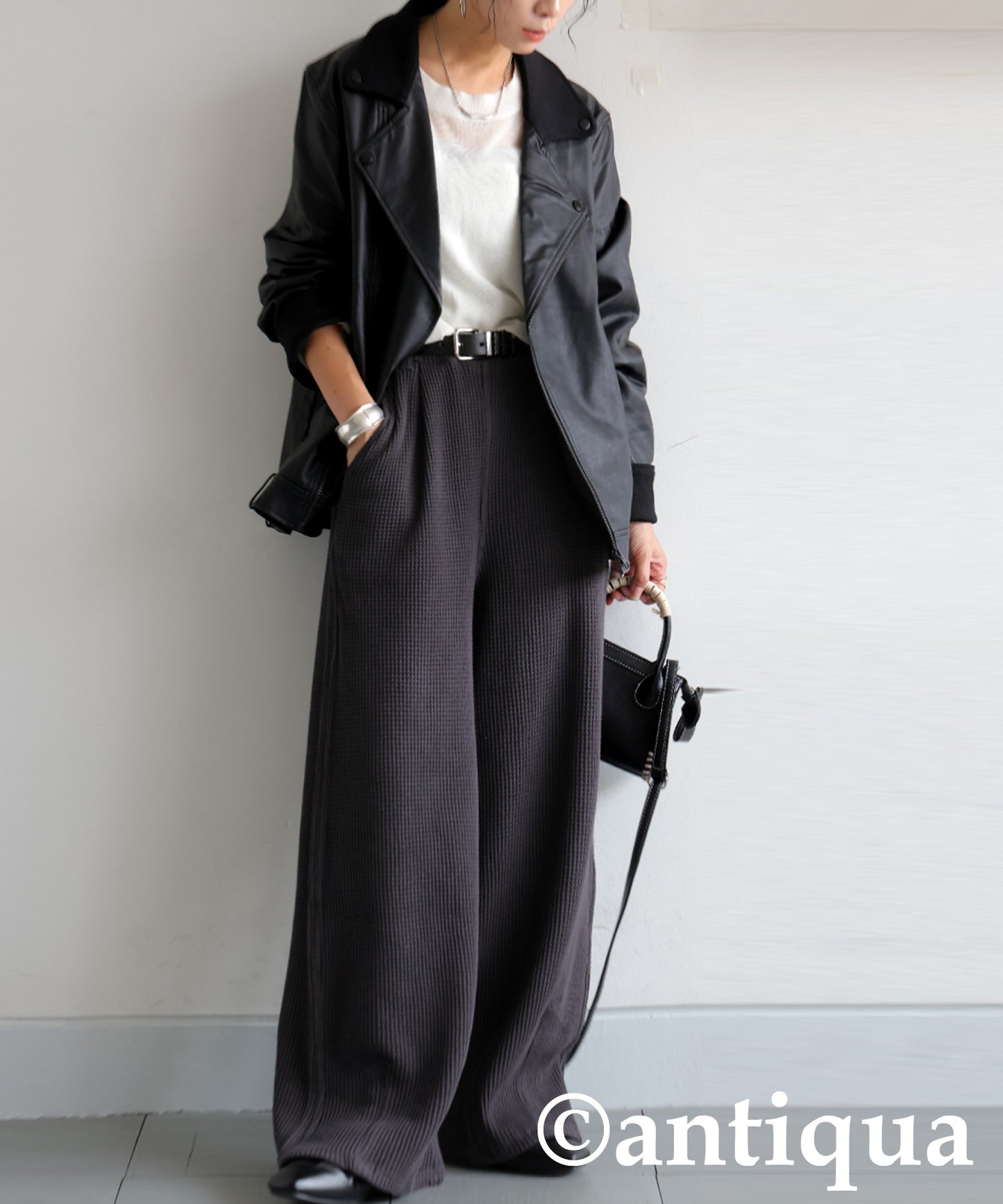 Waffle Wide Pants Ladies