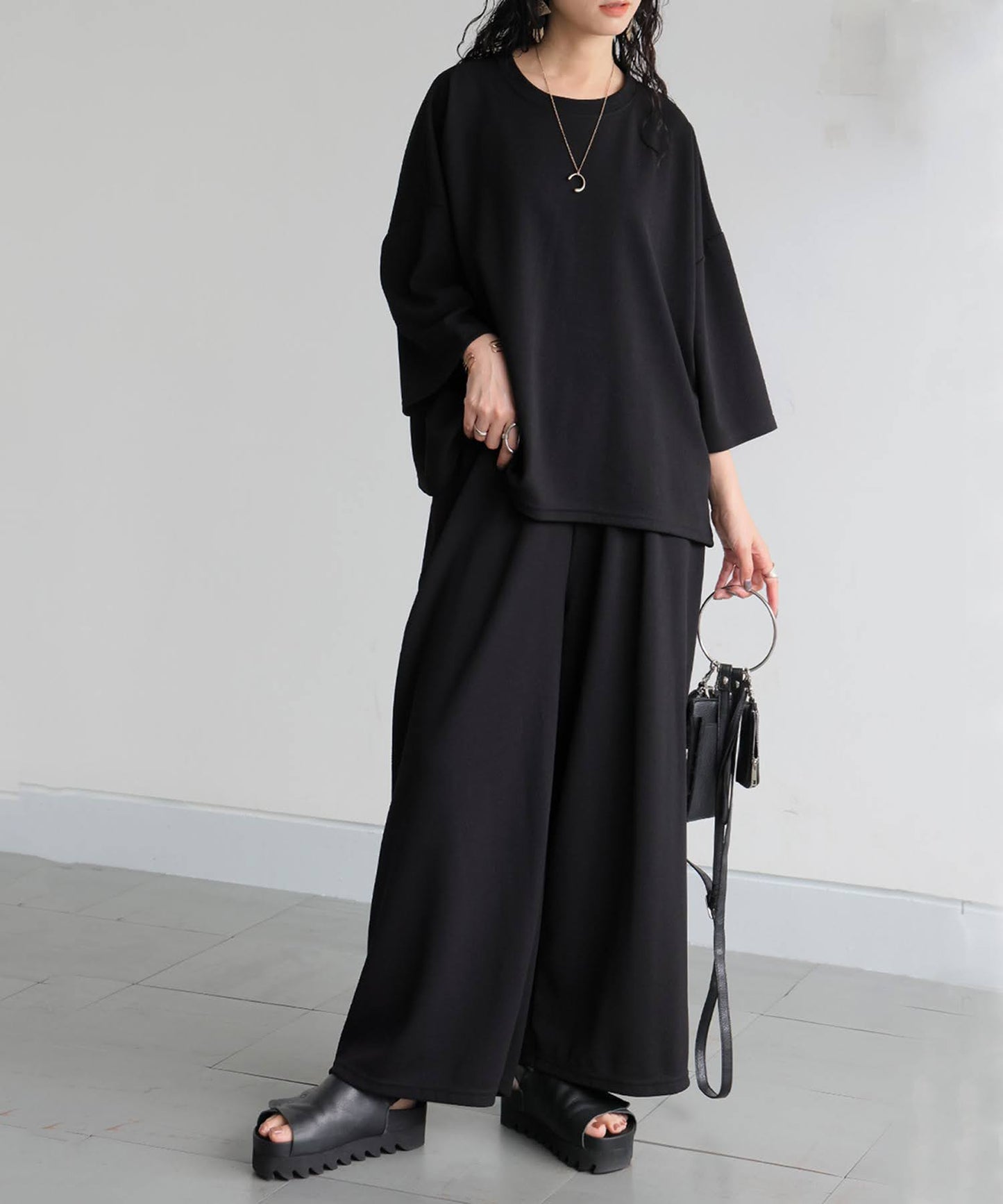 Quick-Drying Dolman Top And Wide-Leg Pants Set Ladies