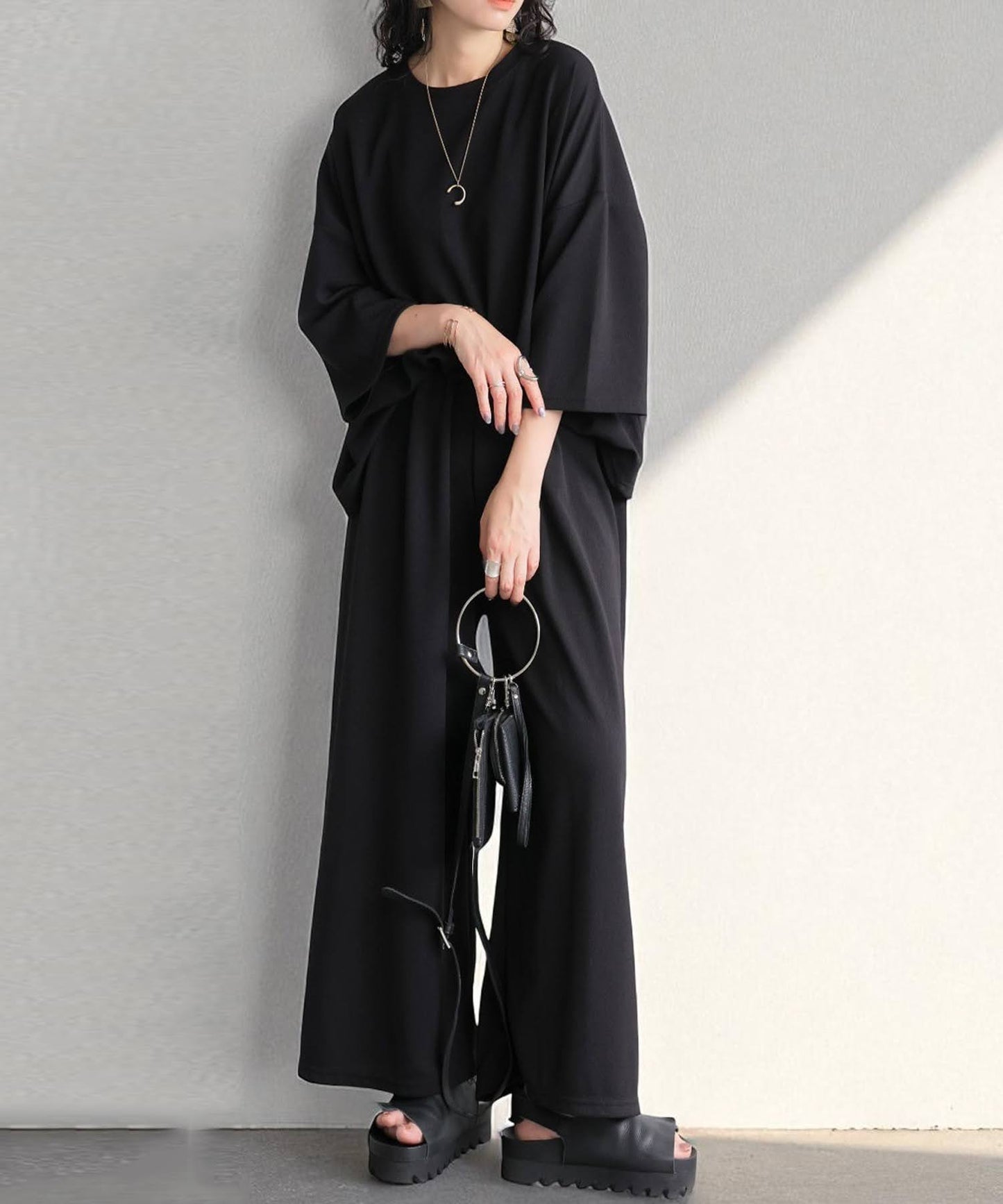 Quick-Drying Dolman Top And Wide-Leg Pants Set Ladies