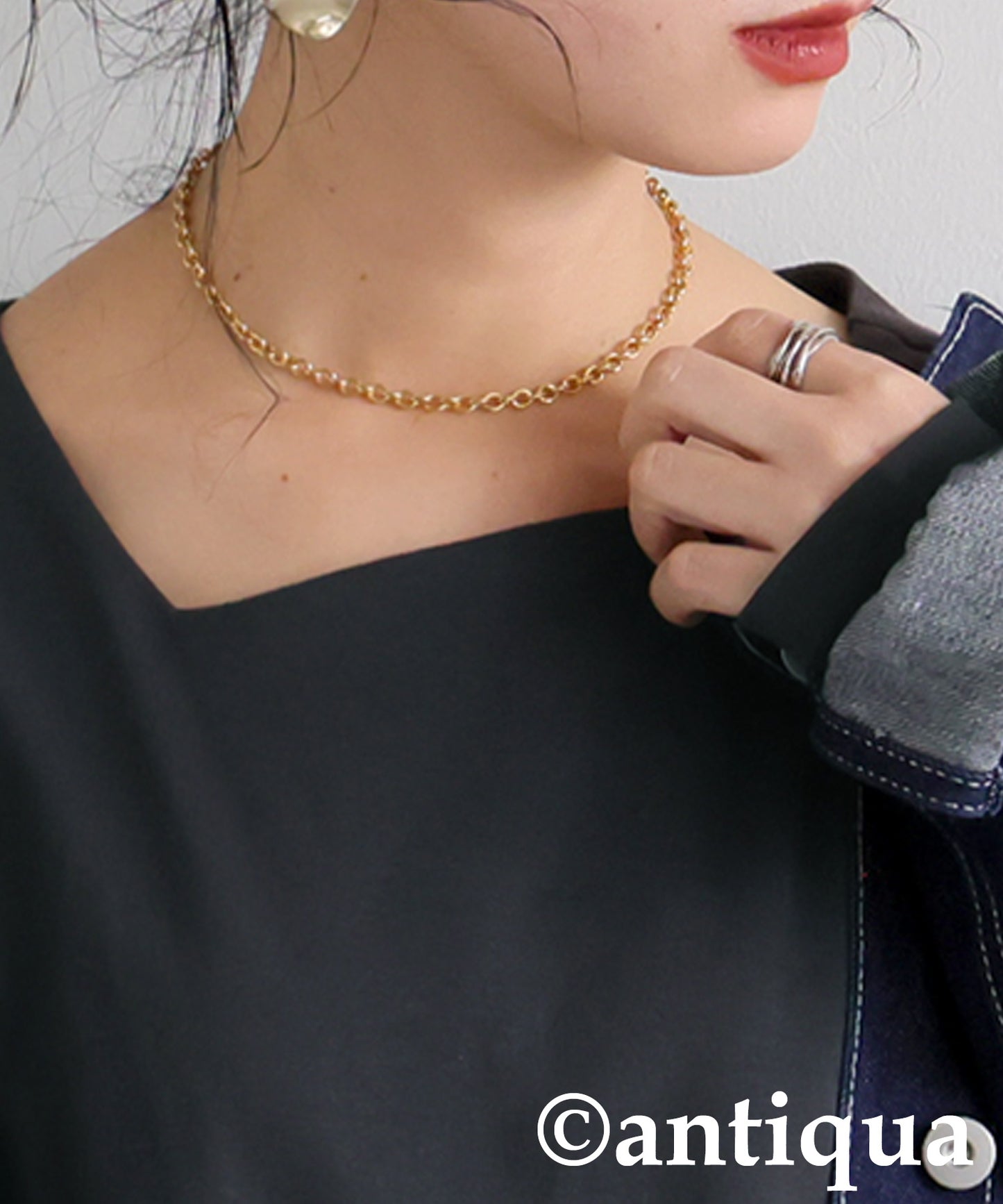 Diagonal Neck Long T-Shirt Ladies