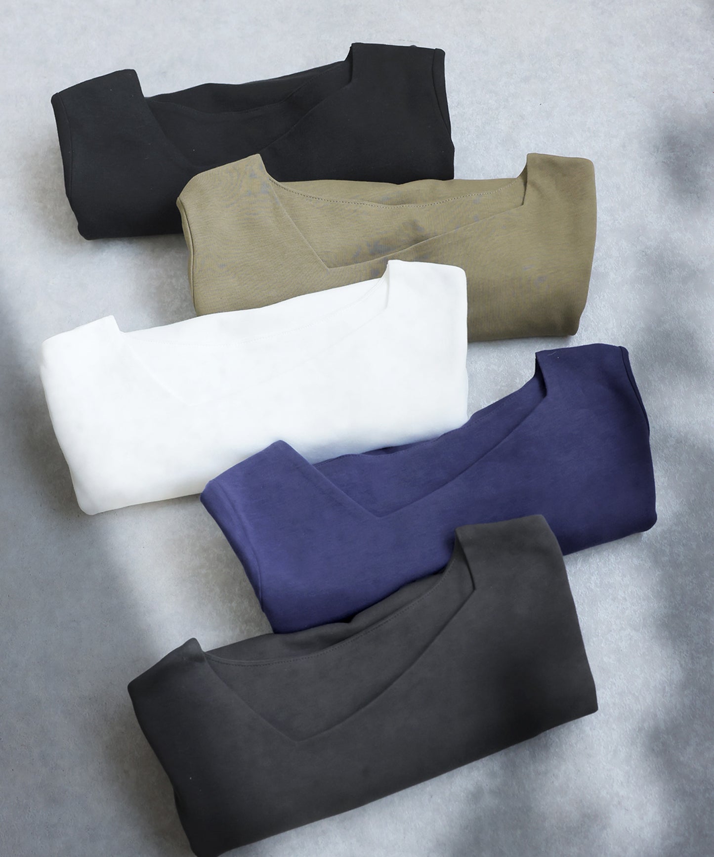 Diagonal Neck Long T-Shirt Ladies