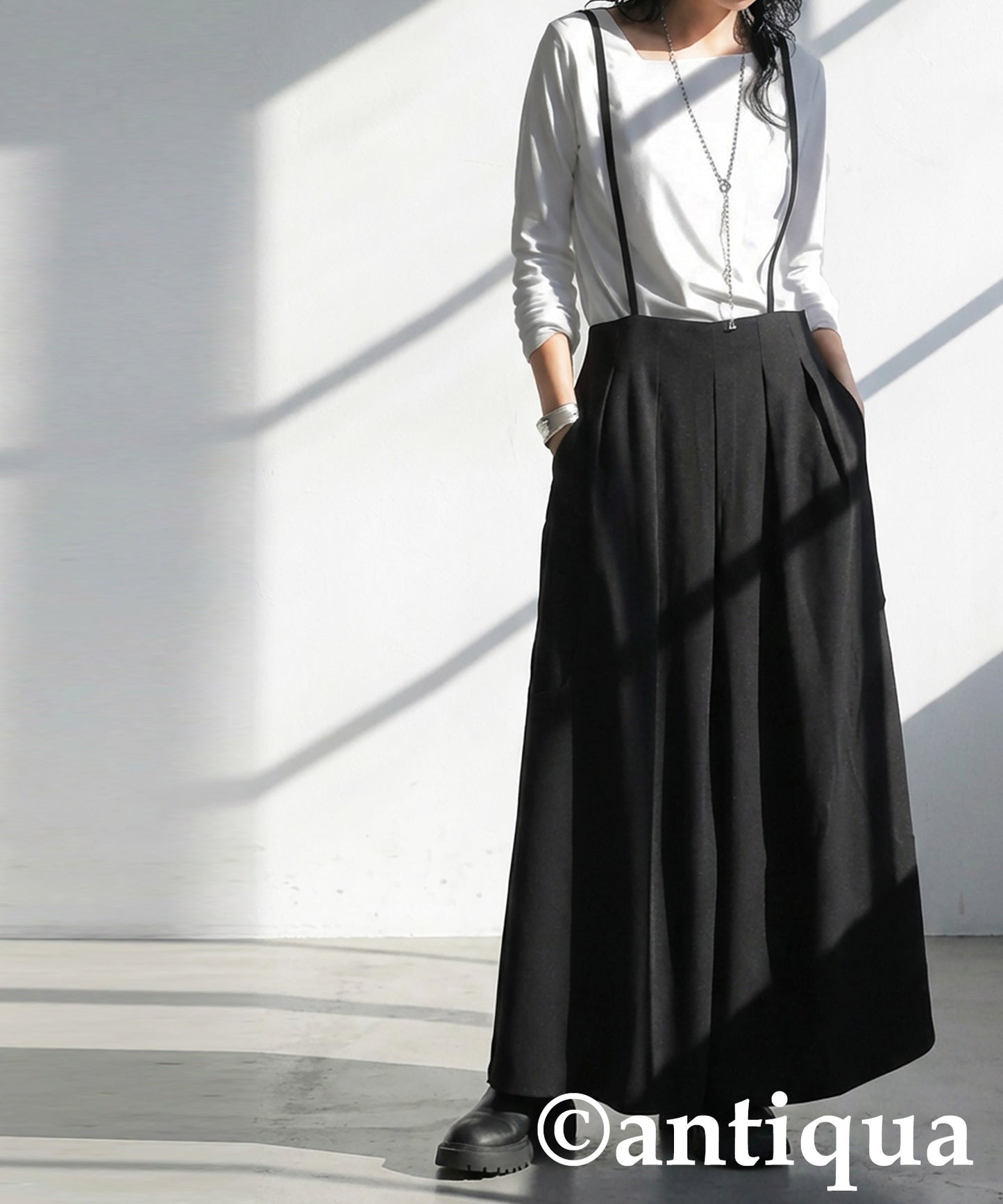 Diagonal Neck Long T-Shirt Ladies