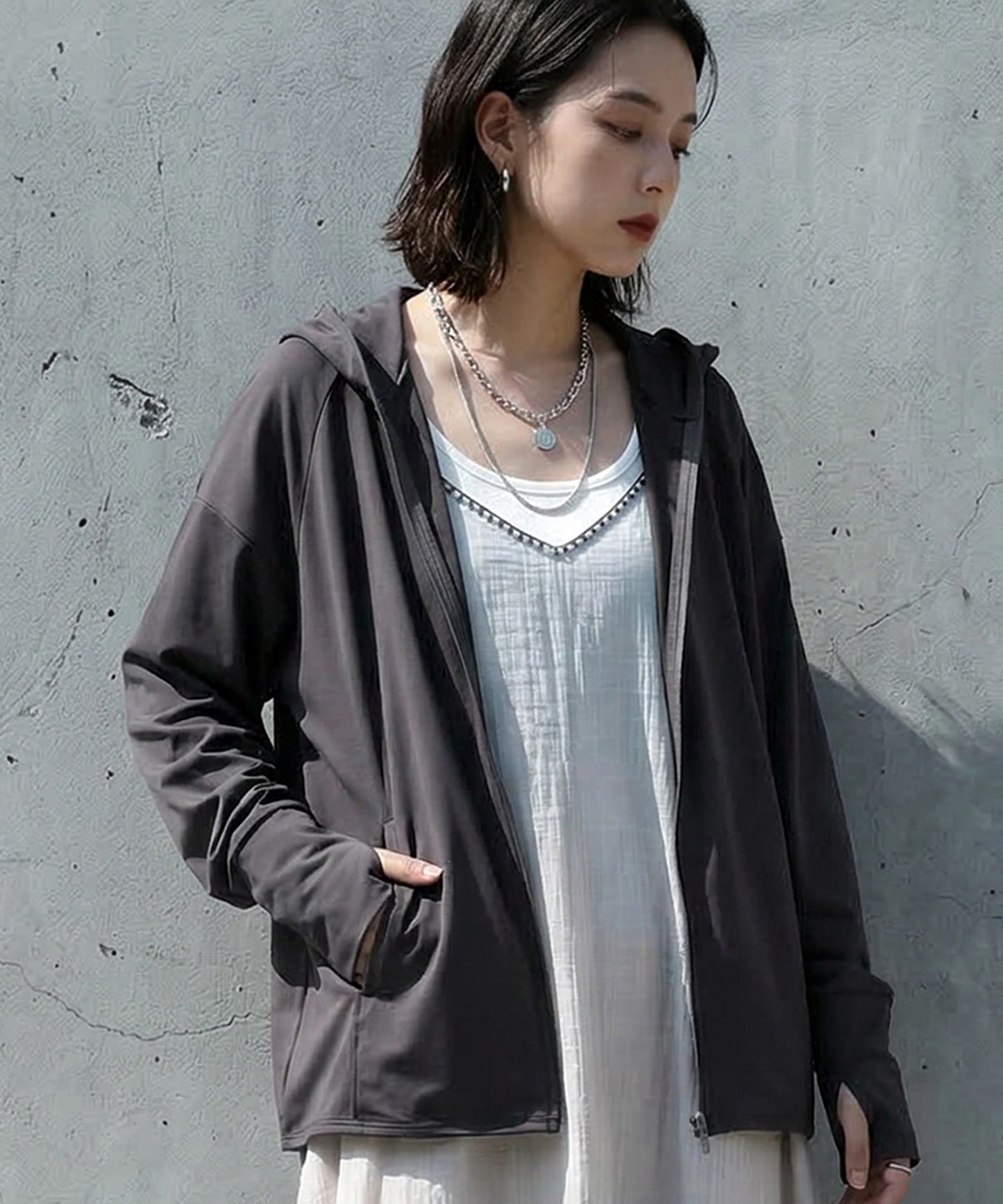 UV-Cut Hooded Rash Guard With Cooling Effect Ladies