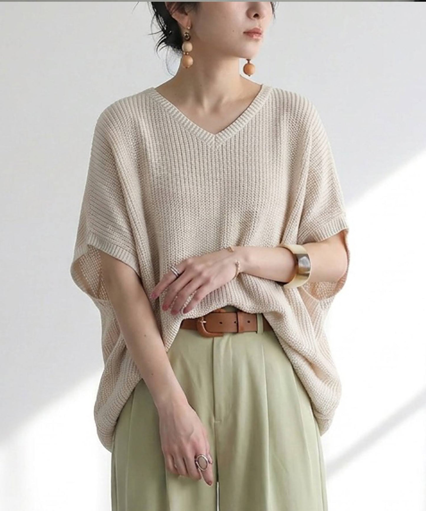 Linen-Touch Ribbed Summer Knit Ladies
