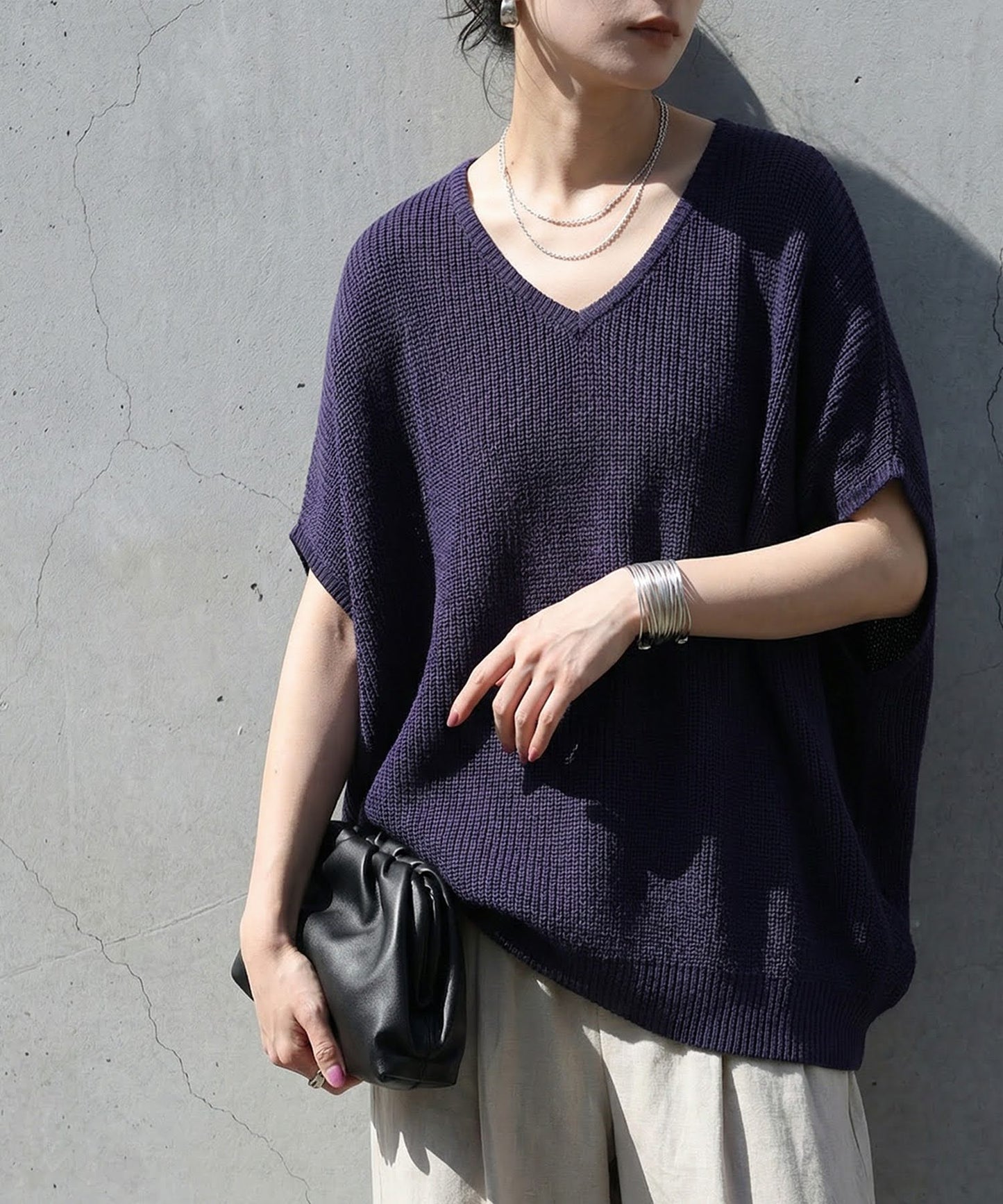Linen-Touch Ribbed Summer Knit Ladies