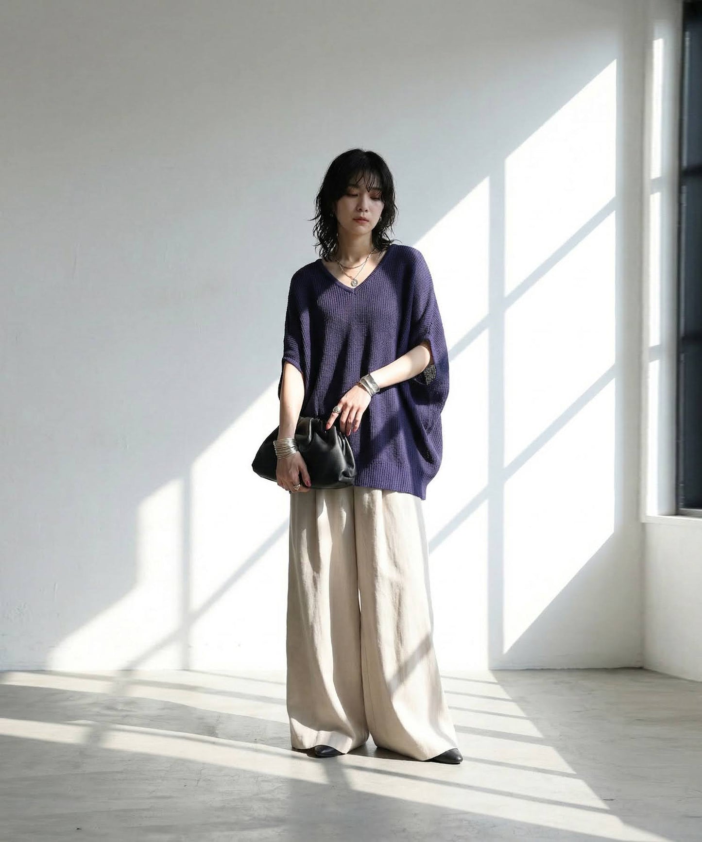 Linen-Touch Ribbed Summer Knit Ladies