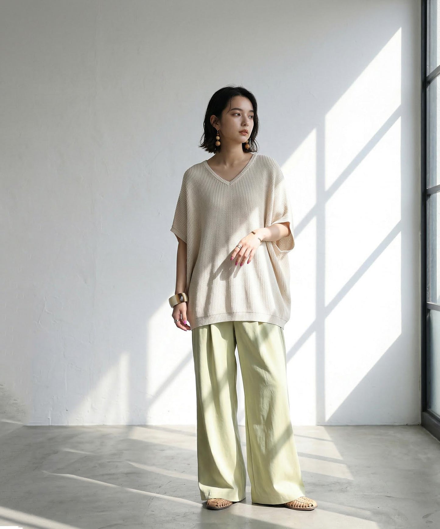 Linen-Touch Ribbed Summer Knit Ladies