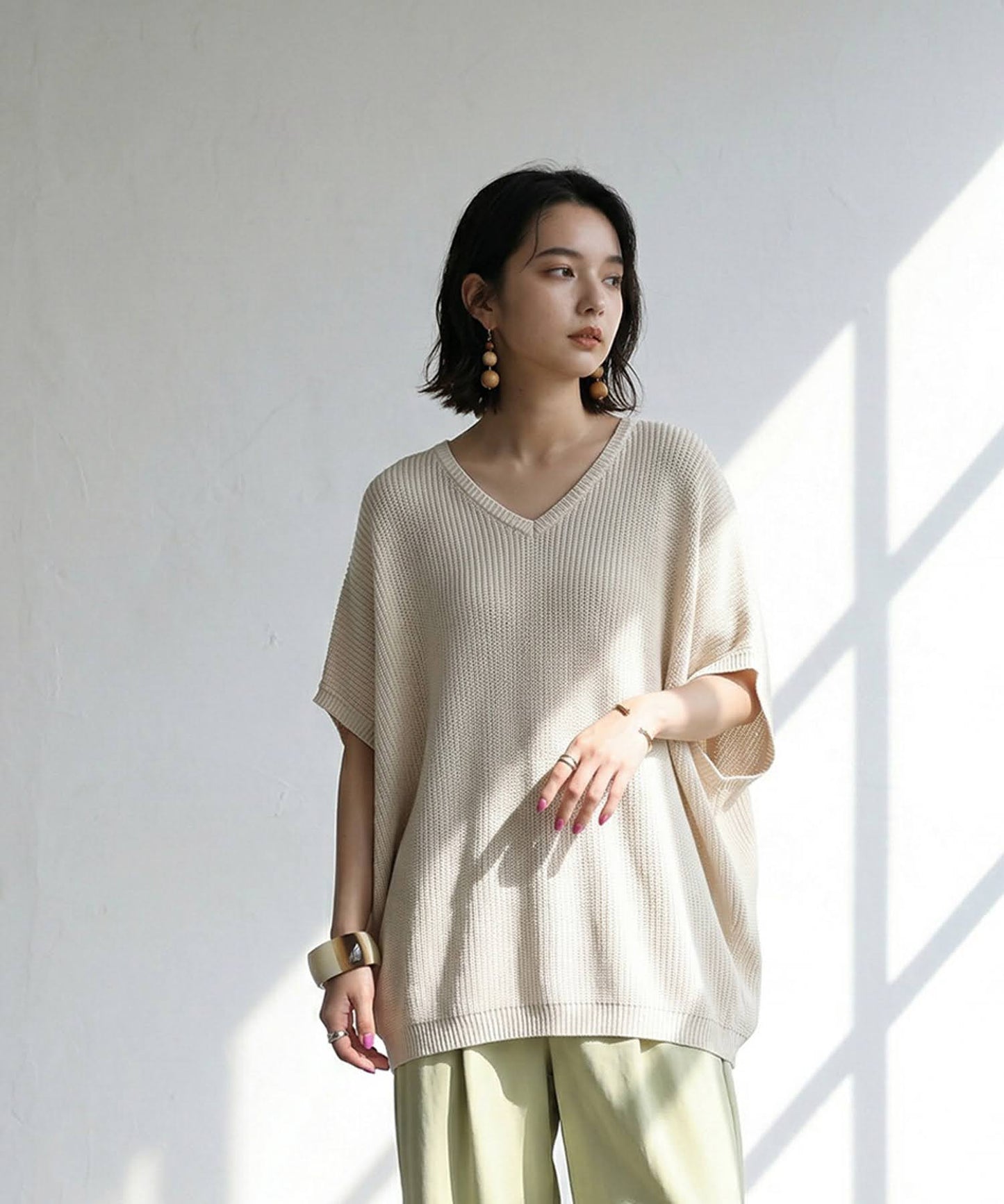 Linen-Touch Ribbed Summer Knit Ladies