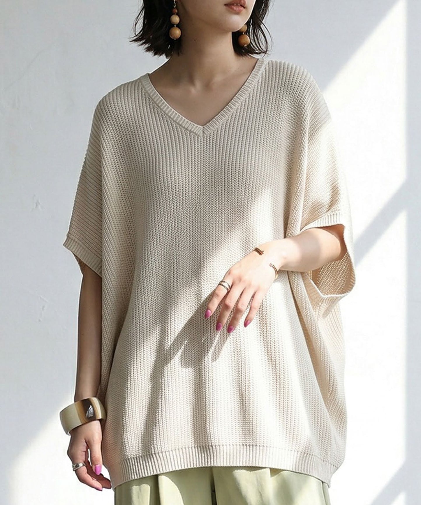 Linen-Touch Ribbed Summer Knit Ladies