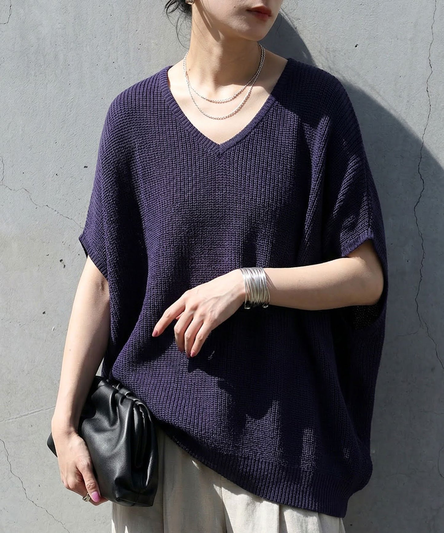 Linen-Touch Ribbed Summer Knit Ladies