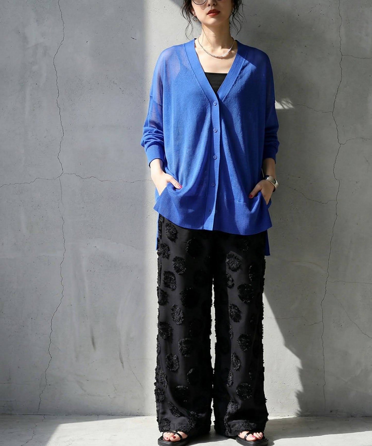Sheer V-Neck Cardigan Ladies