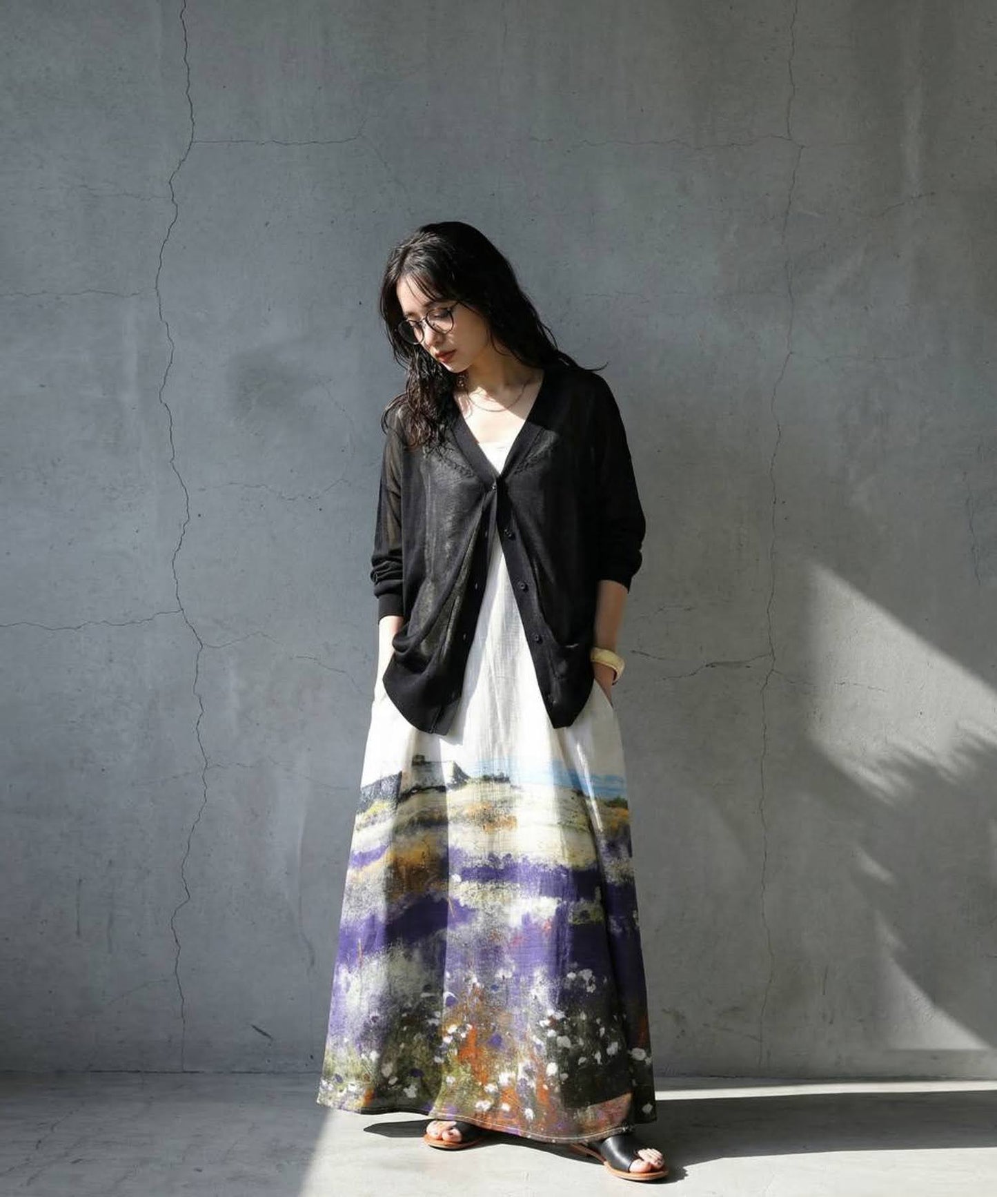Sheer V-Neck Cardigan Ladies