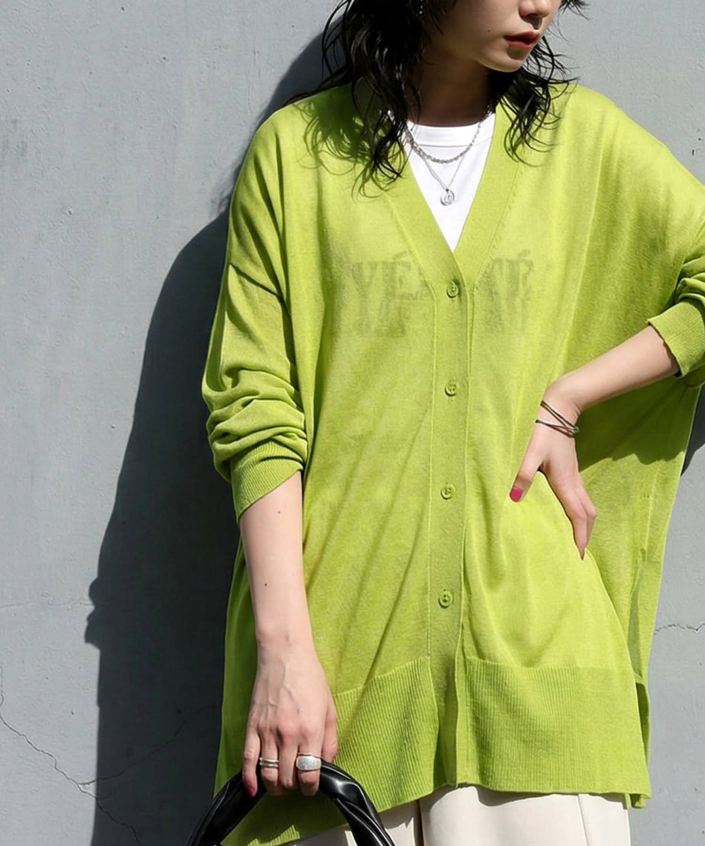 Sheer V-Neck Cardigan Ladies