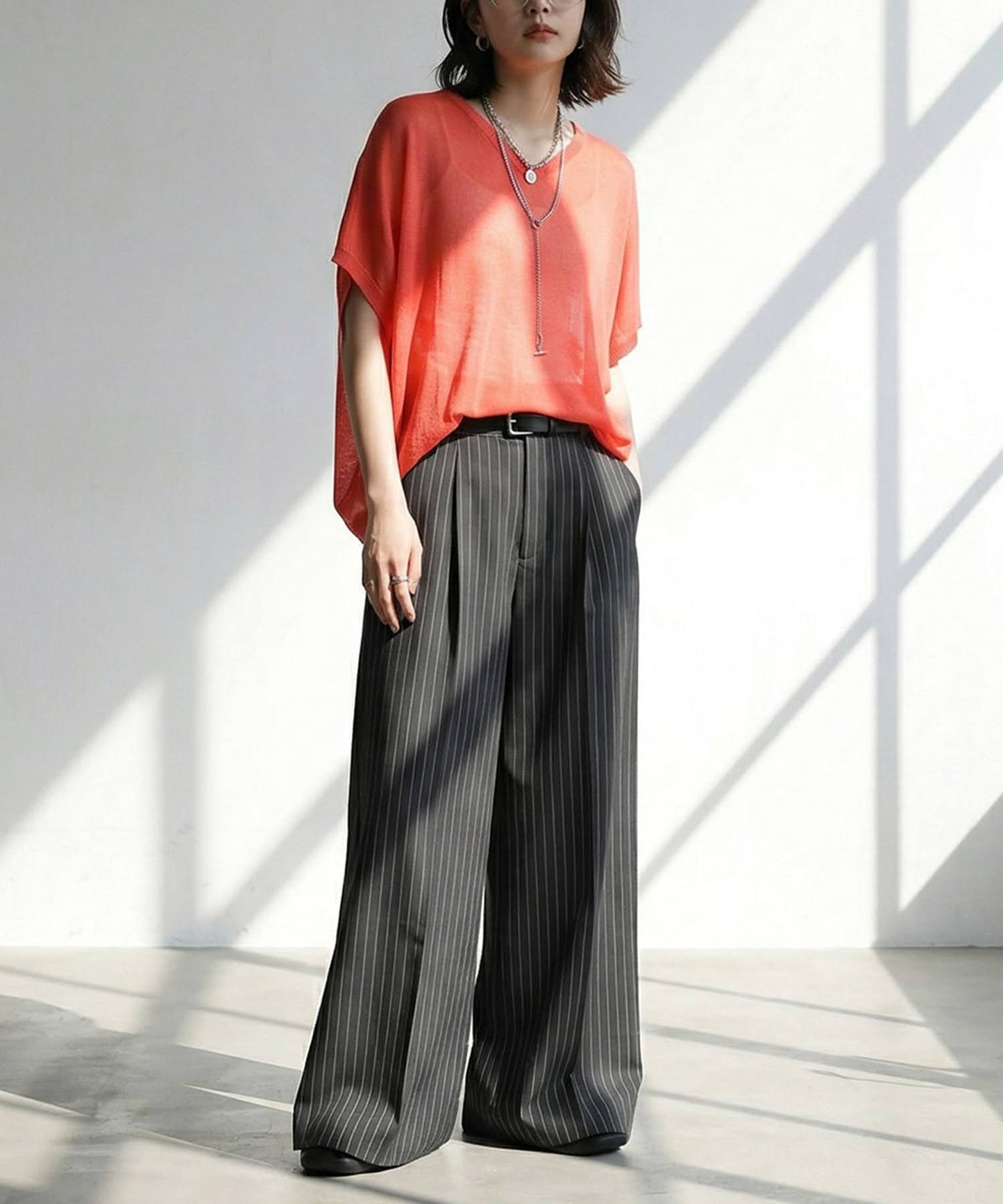V-Neck Boat Neck Sheer Dolman Knit Ladies