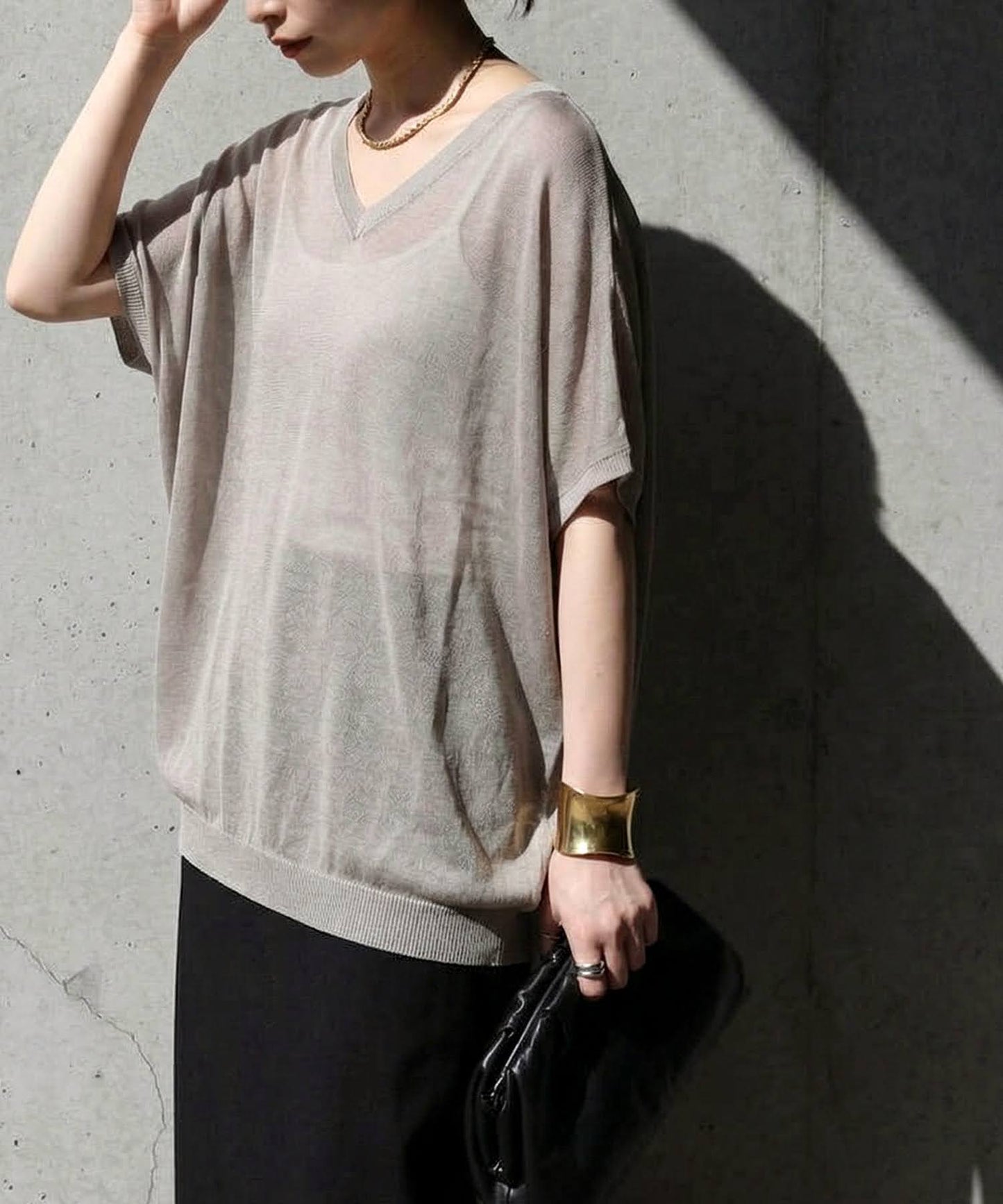 V-Neck Boat Neck Sheer Dolman Knit Ladies
