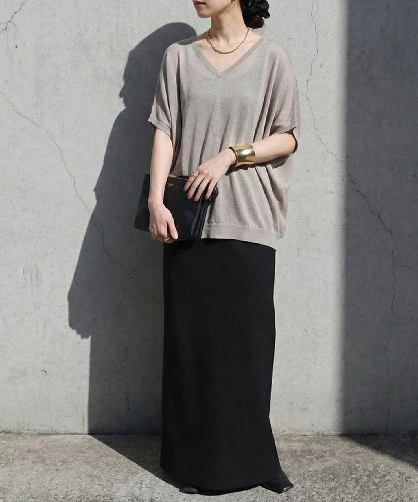 V-Neck Boat Neck Sheer Dolman Knit Ladies