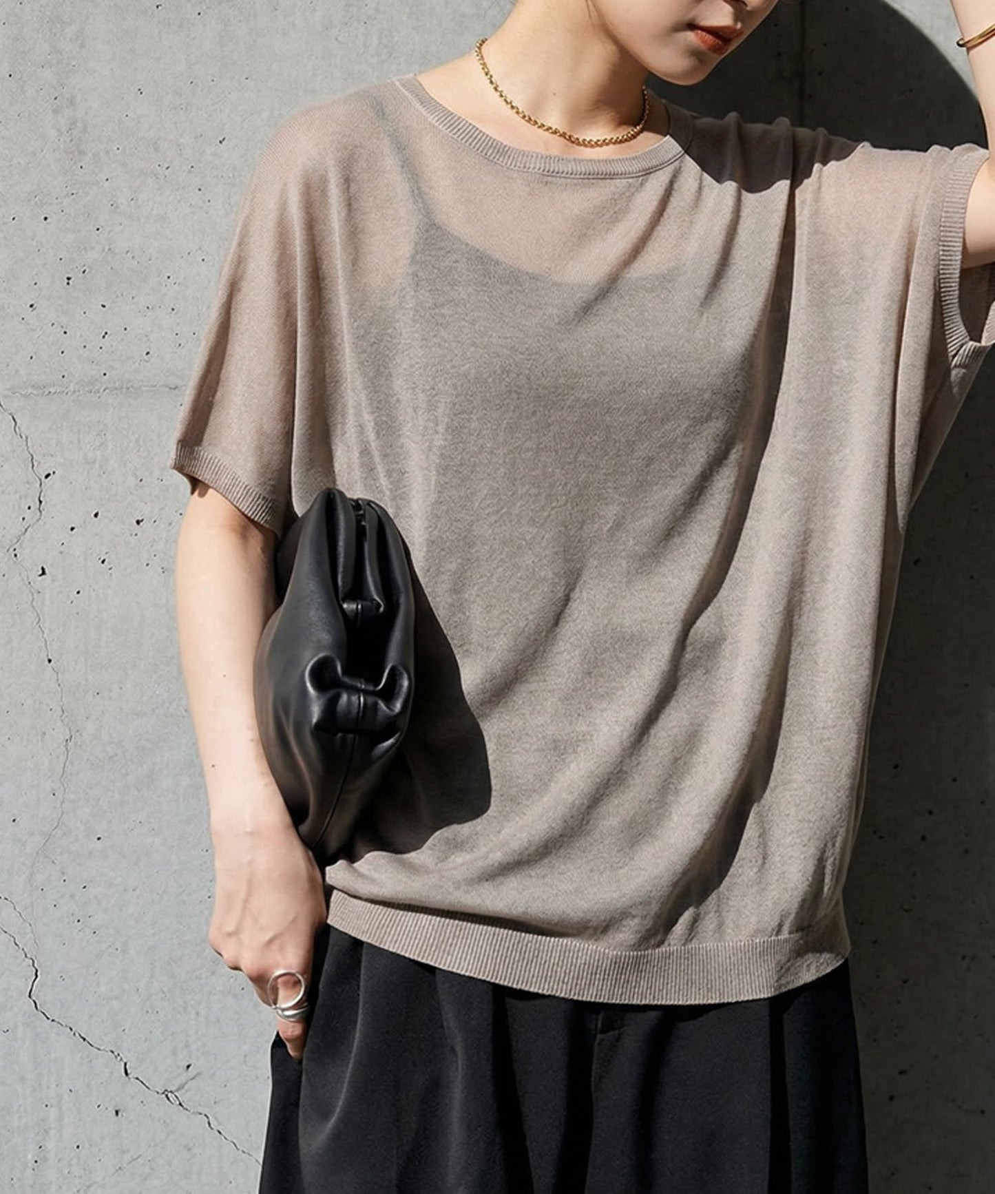 V-Neck Boat Neck Sheer Dolman Knit Ladies