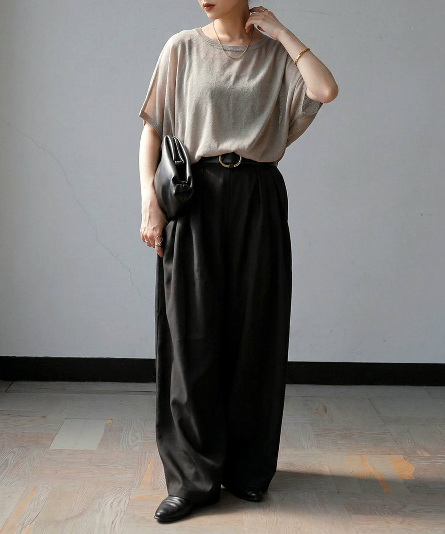 V-Neck Boat Neck Sheer Dolman Knit Ladies
