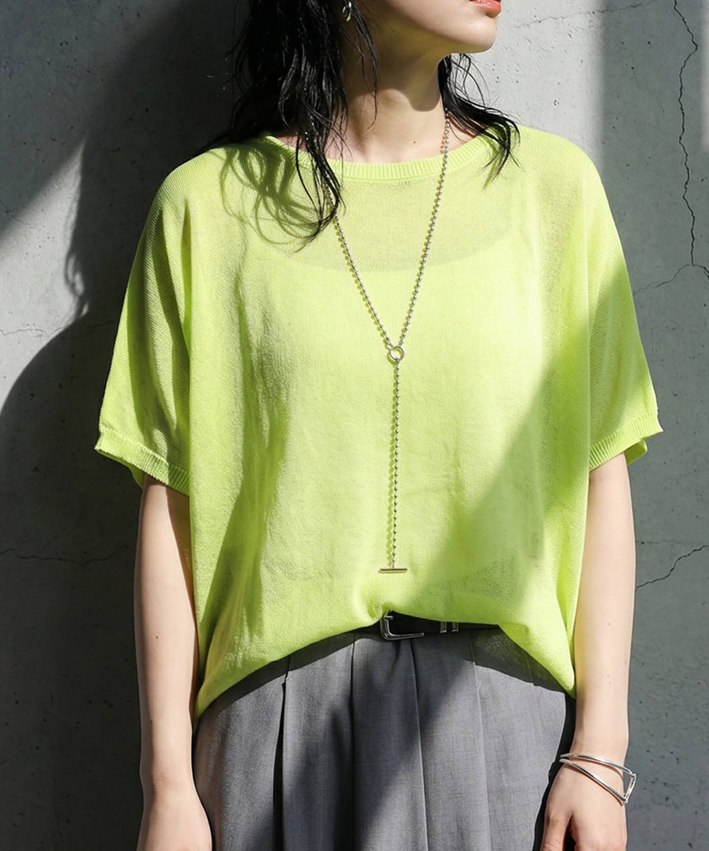 V-Neck Boat Neck Sheer Dolman Knit Ladies