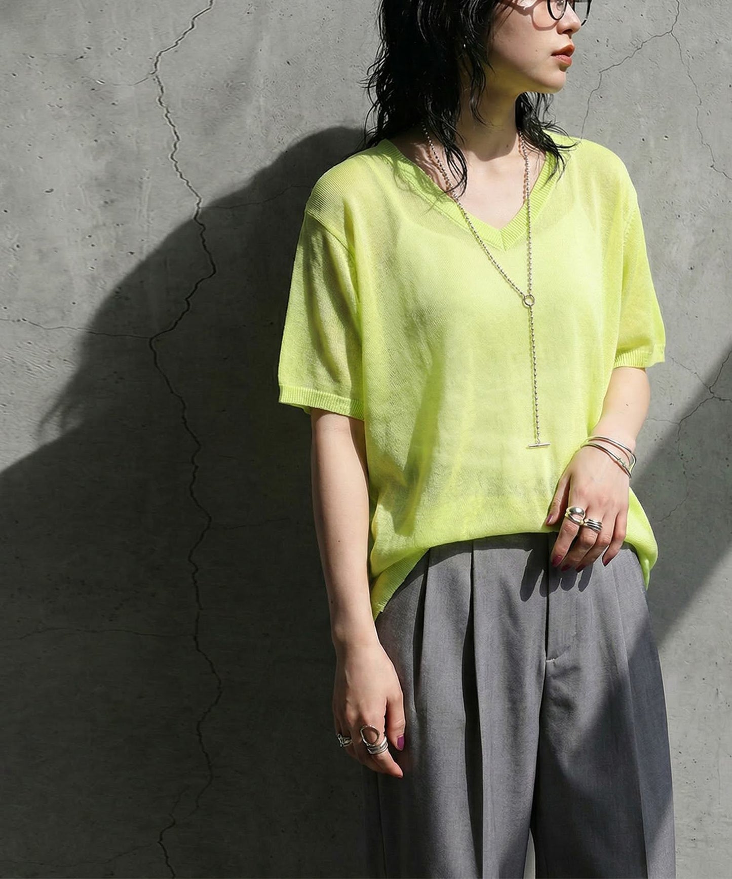 V-Neck Boat Neck Sheer Dolman Knit Ladies