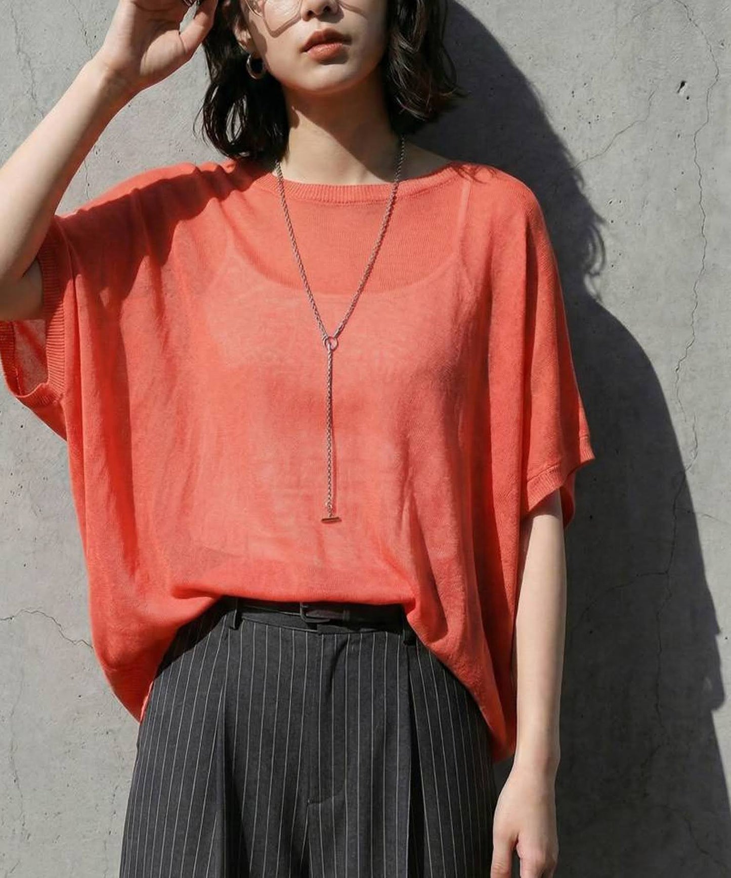 V-Neck Boat Neck Sheer Dolman Knit Ladies