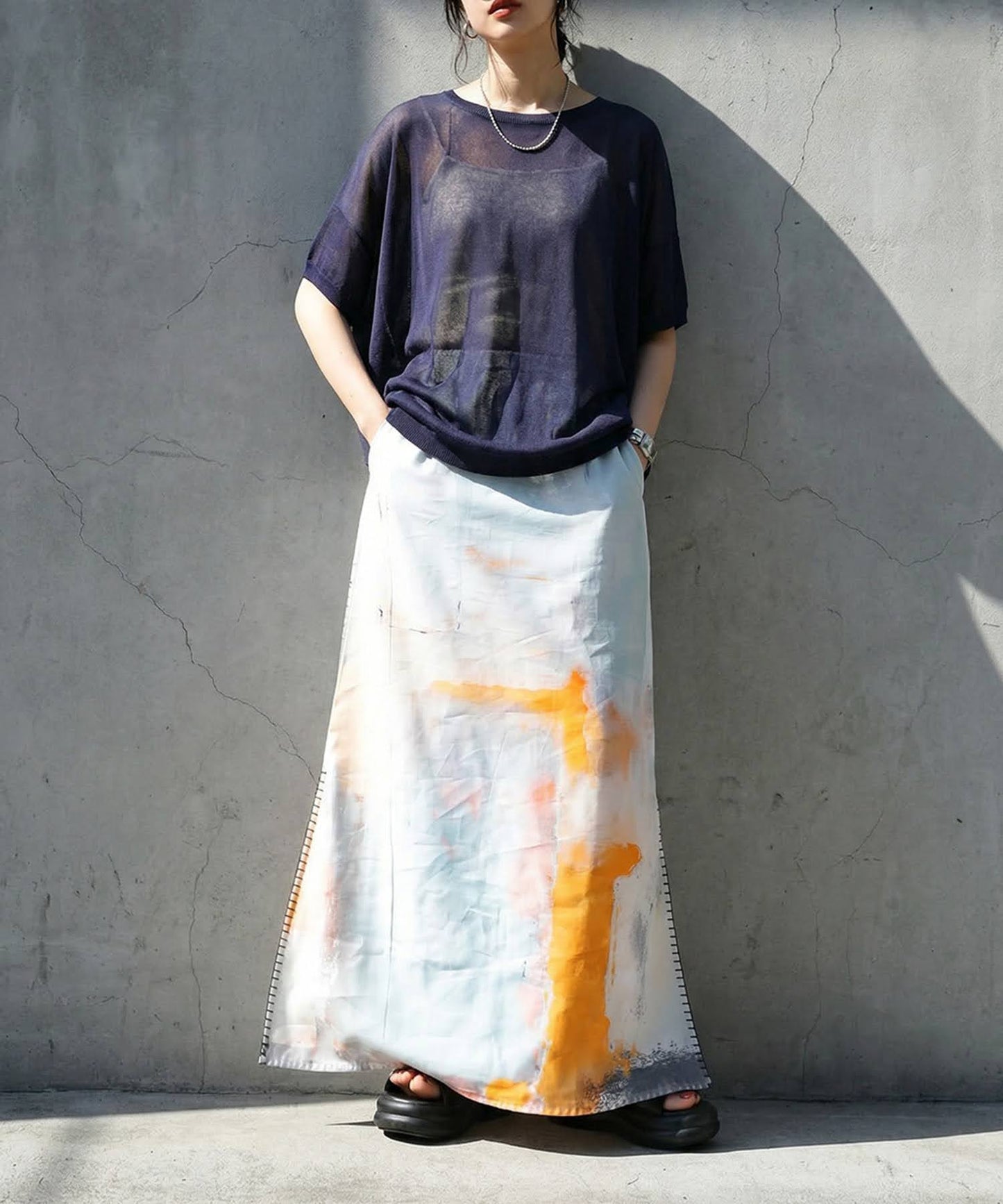 V-Neck Boat Neck Sheer Dolman Knit Ladies