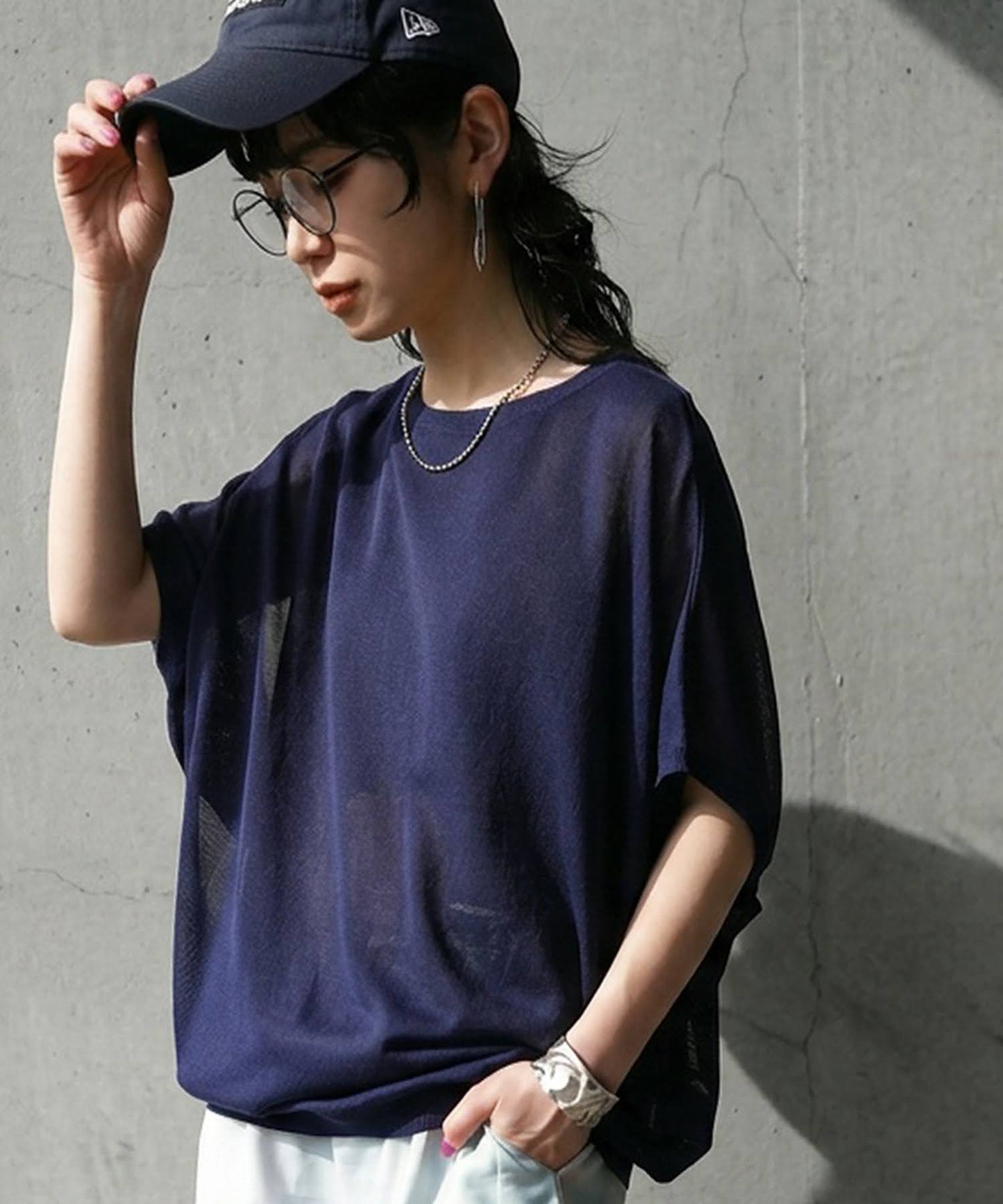 V-Neck Boat Neck Sheer Dolman Knit Ladies