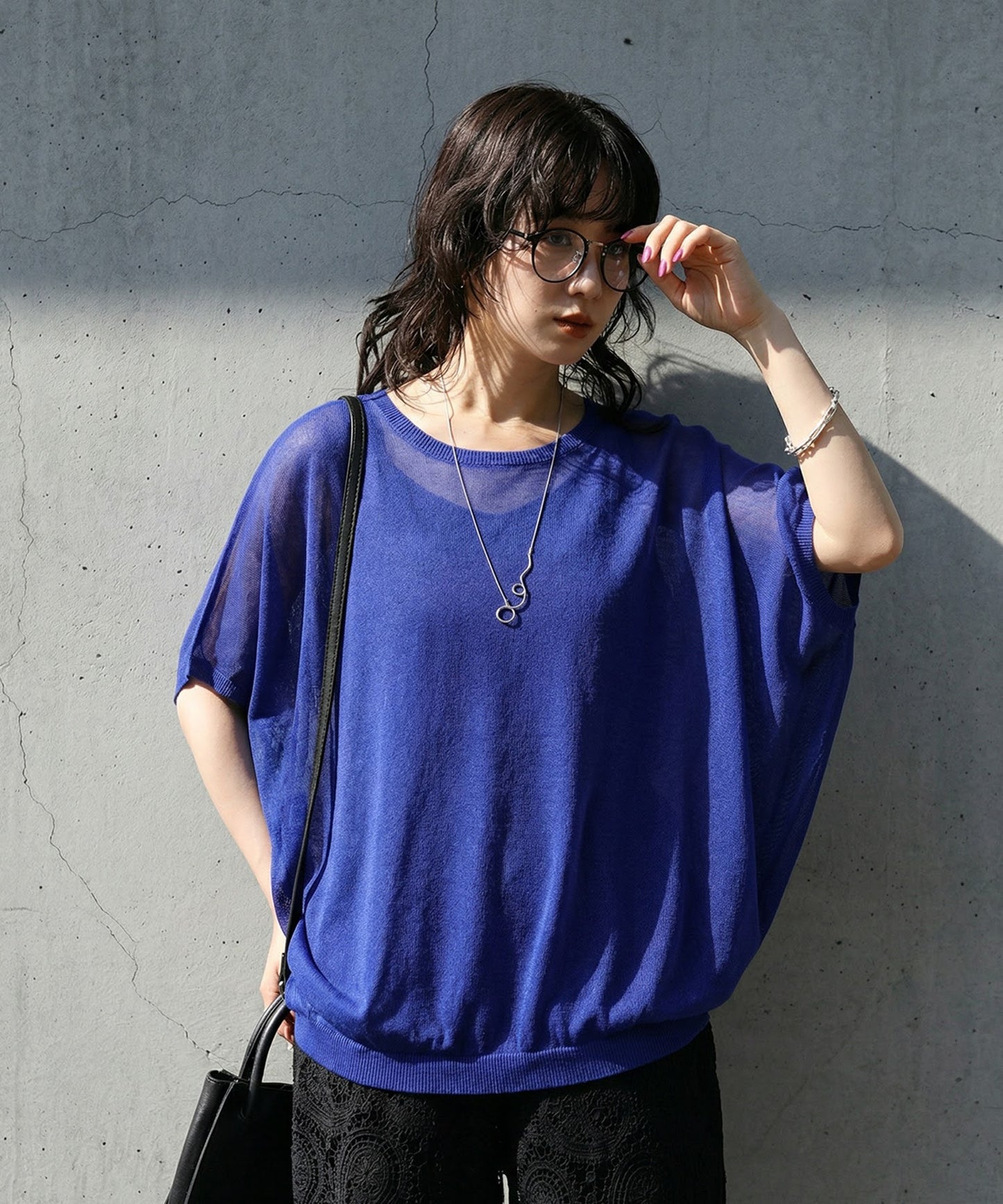 V-Neck Boat Neck Sheer Dolman Knit Ladies