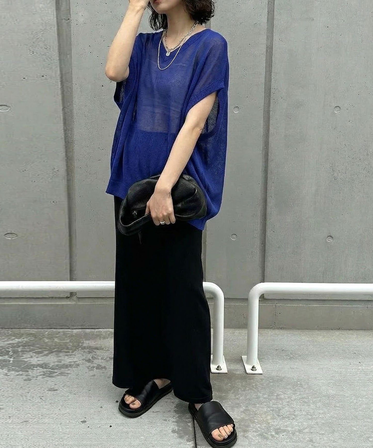 V-Neck Boat Neck Sheer Dolman Knit Ladies
