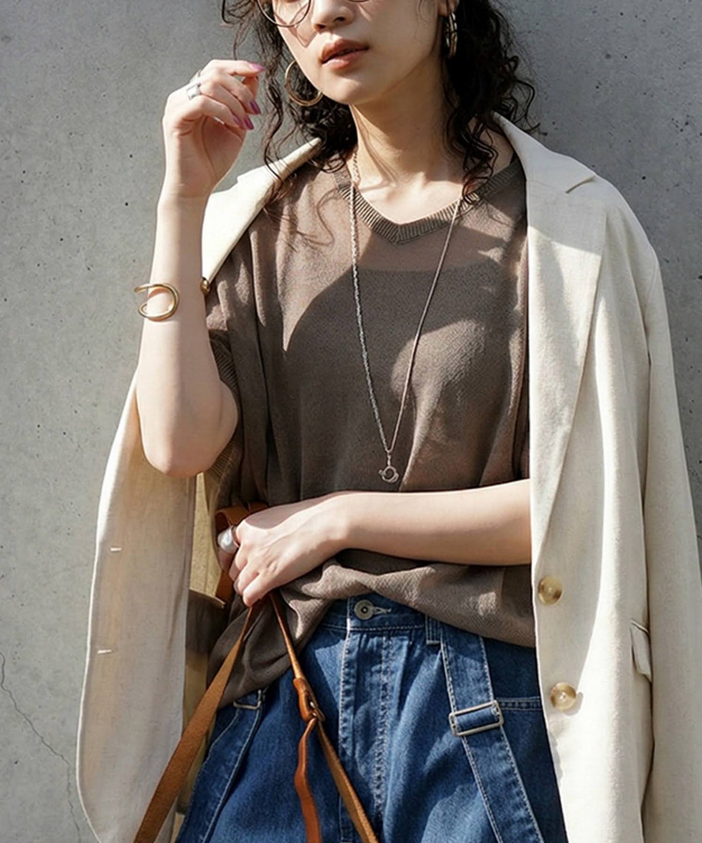 V-Neck Boat Neck Sheer Dolman Knit Ladies
