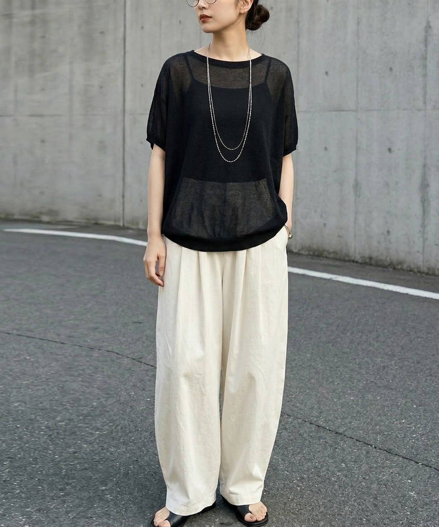V-Neck Boat Neck Sheer Dolman Knit Ladies