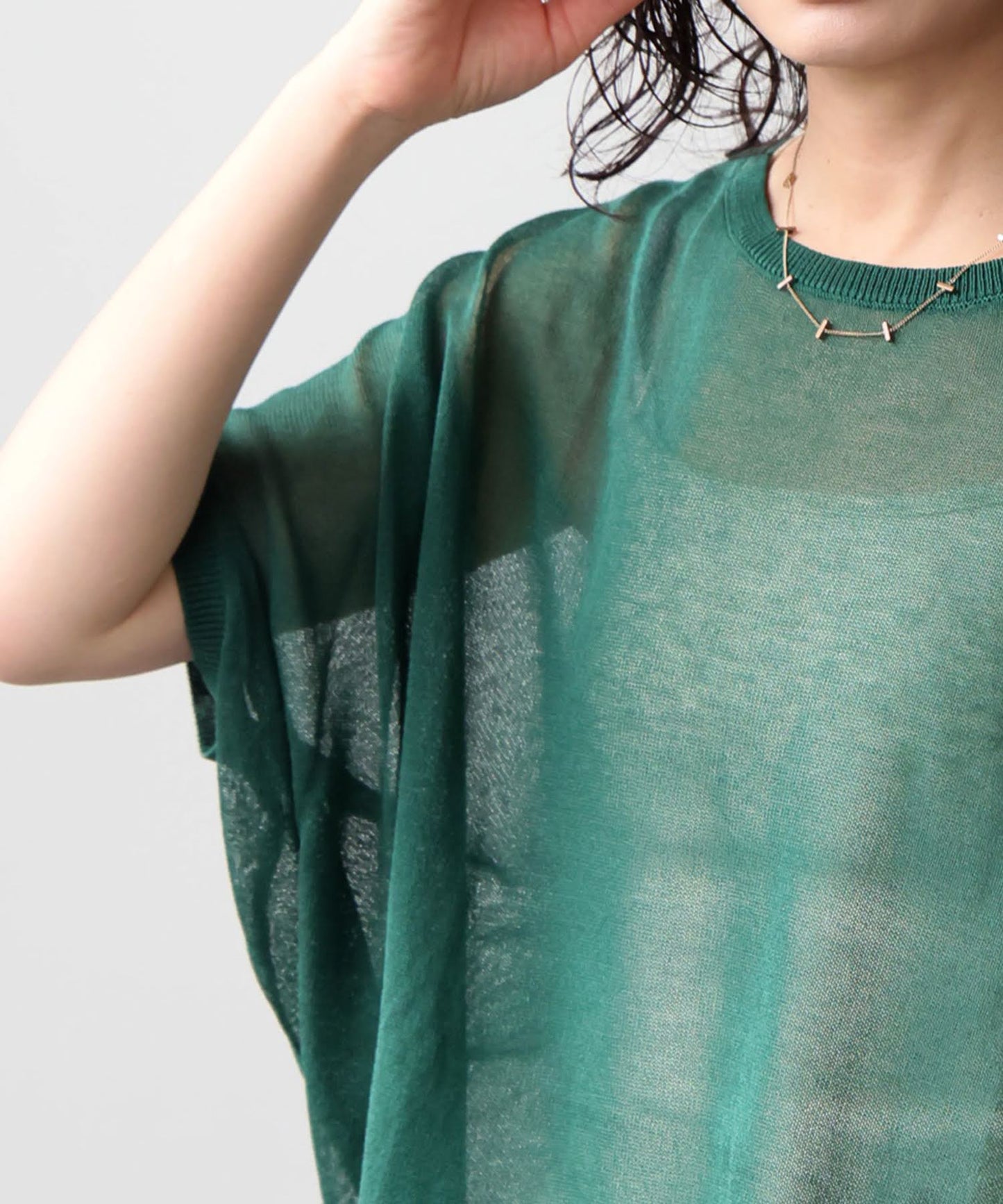 V-Neck Boat Neck Sheer Dolman Knit Ladies