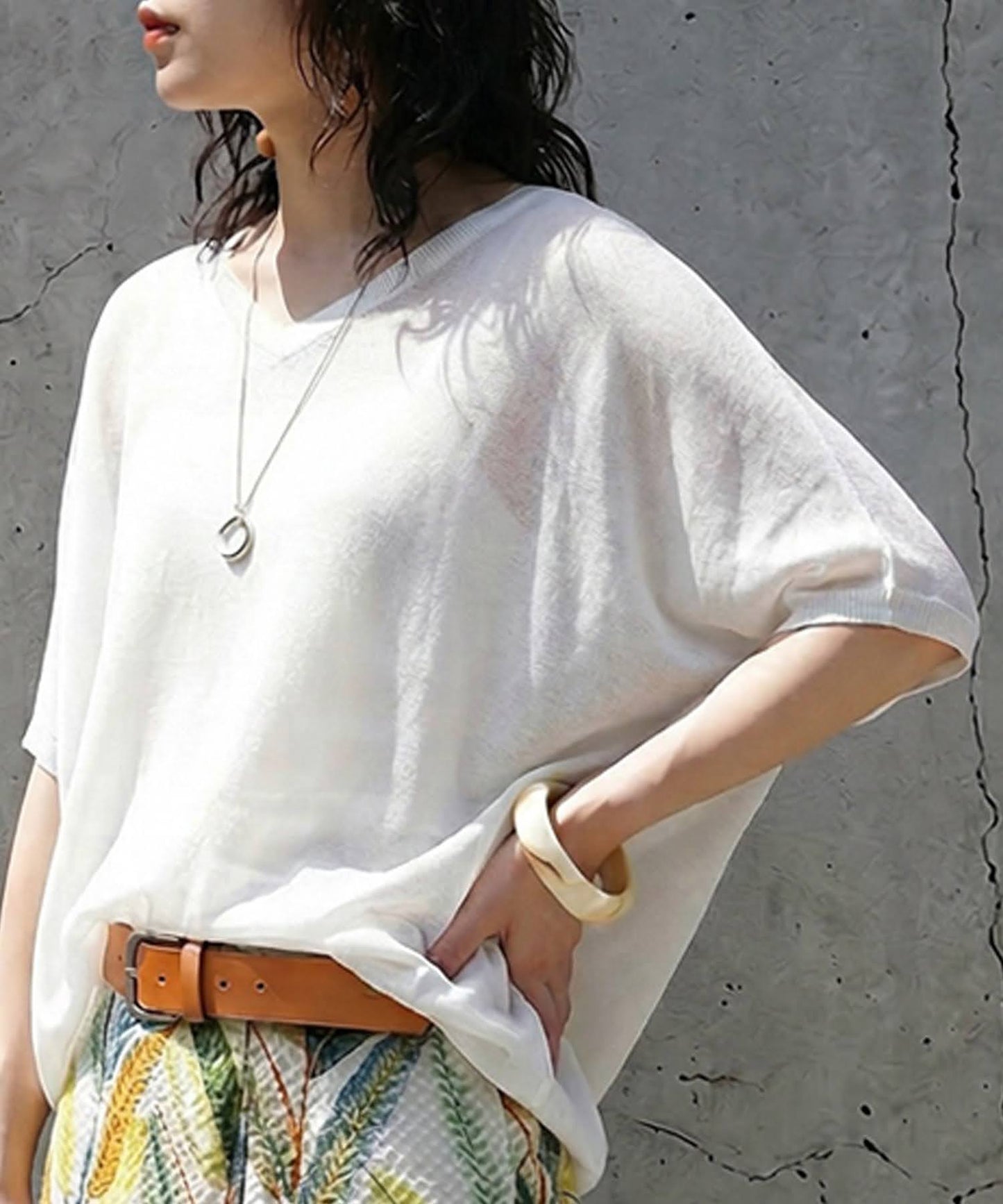 V-Neck Boat Neck Sheer Dolman Knit Ladies