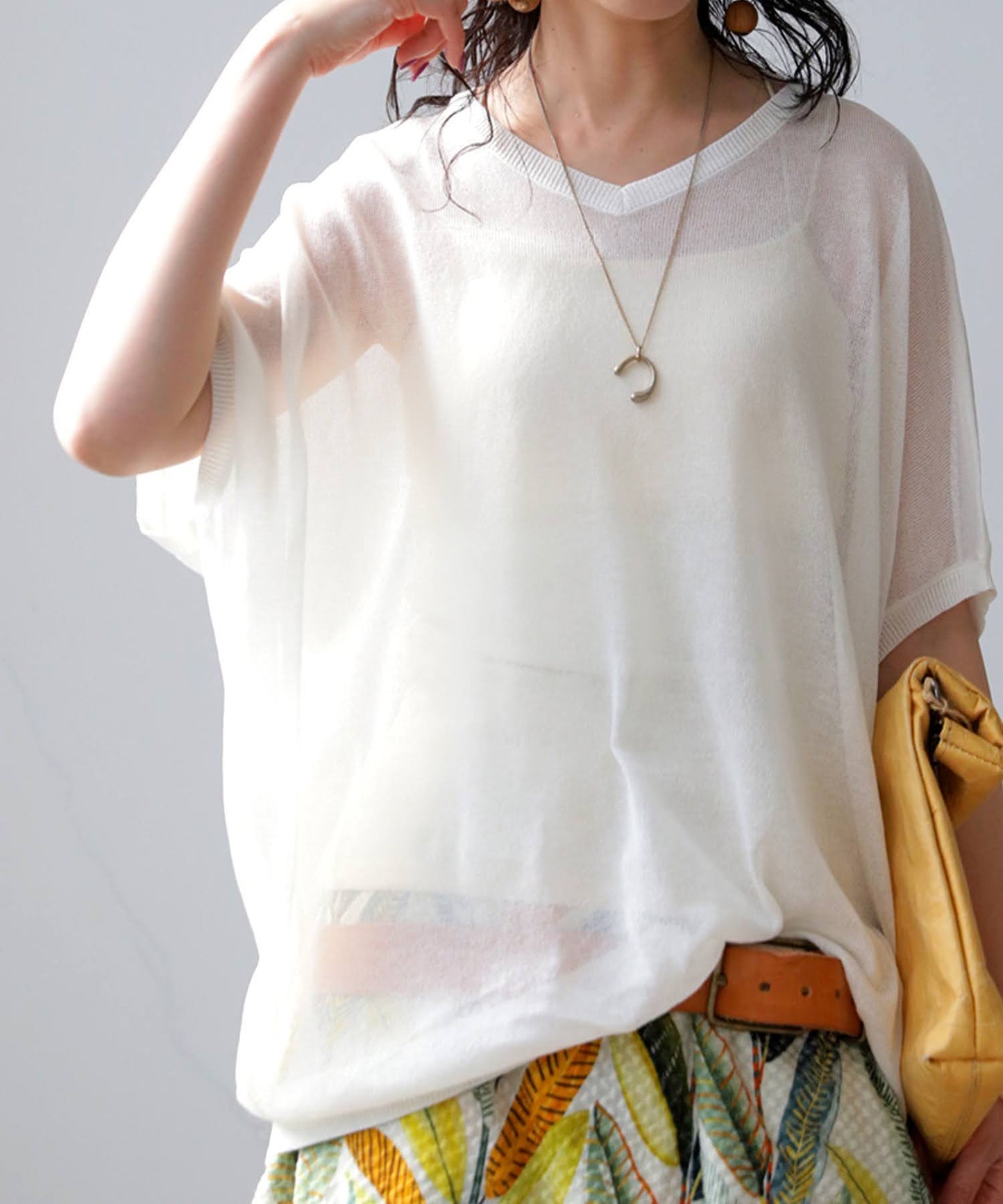 V-Neck Boat Neck Sheer Dolman Knit Ladies