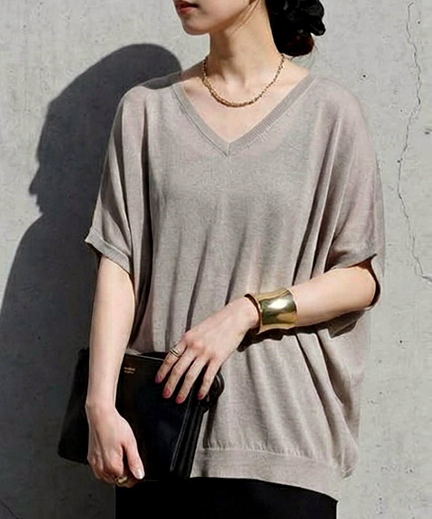 V-Neck Boat Neck Sheer Dolman Knit Ladies