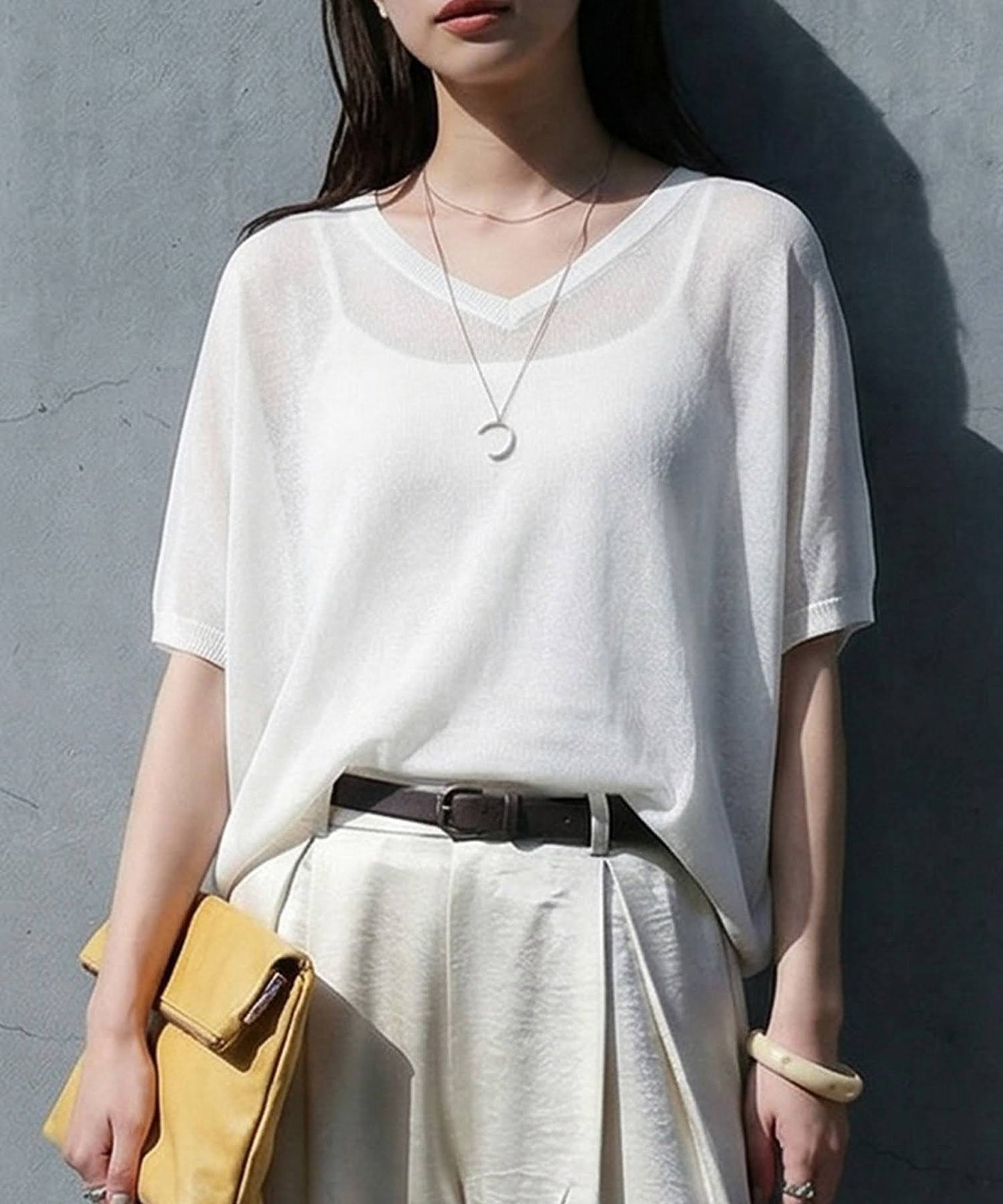 V-Neck Boat Neck Sheer Dolman Knit Ladies