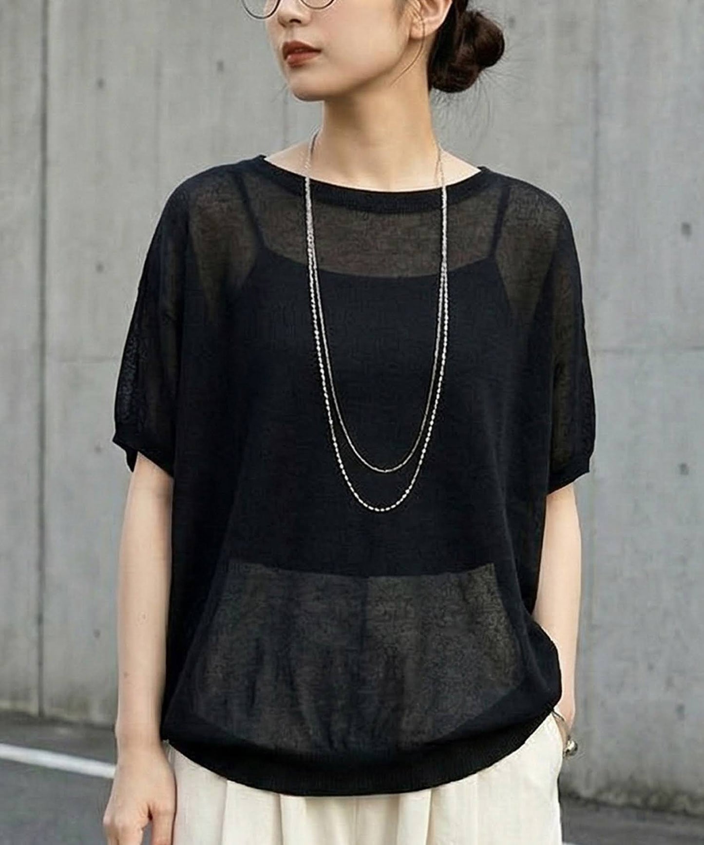 V-Neck Boat Neck Sheer Dolman Knit Ladies