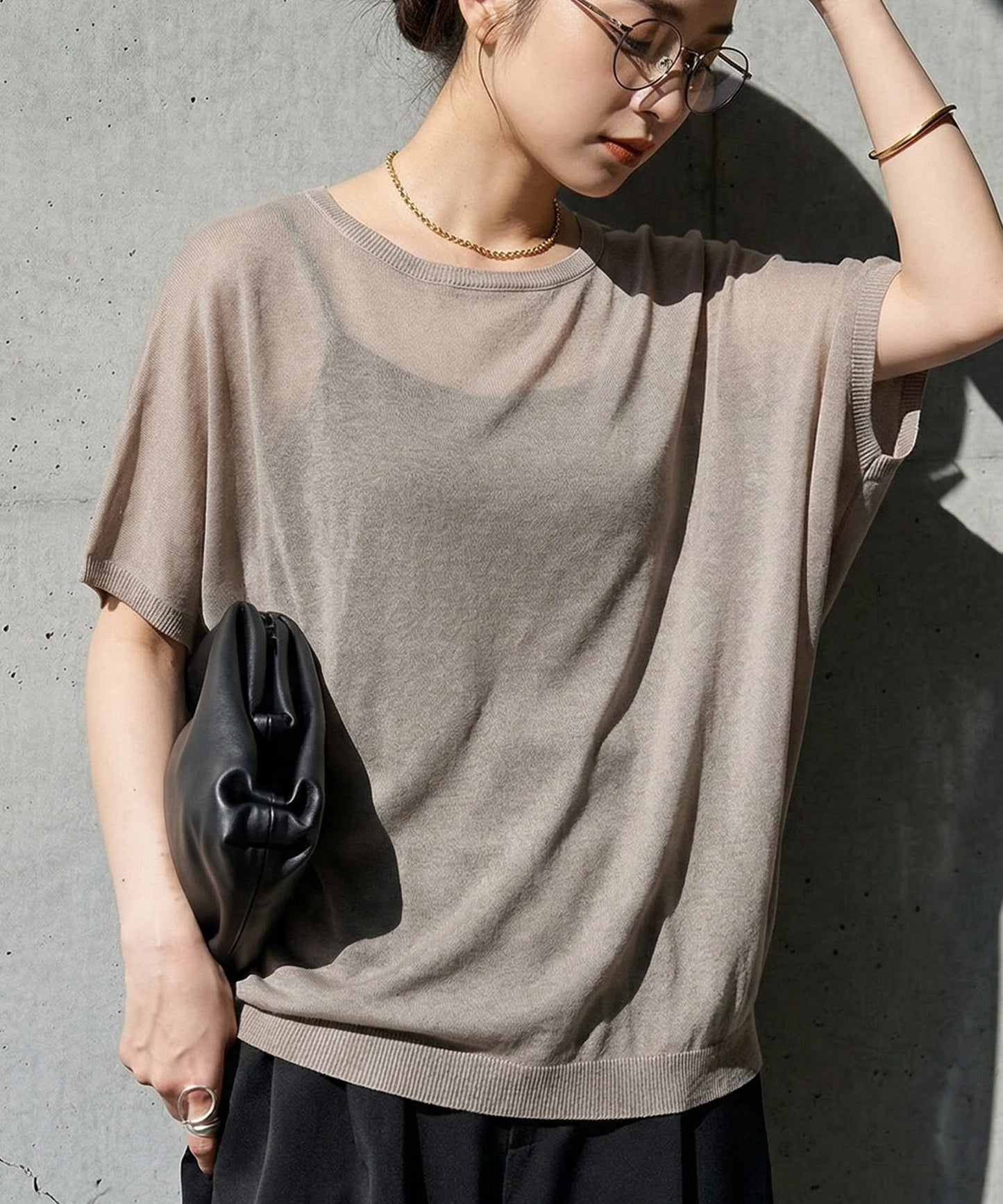 V-Neck Boat Neck Sheer Dolman Knit Ladies