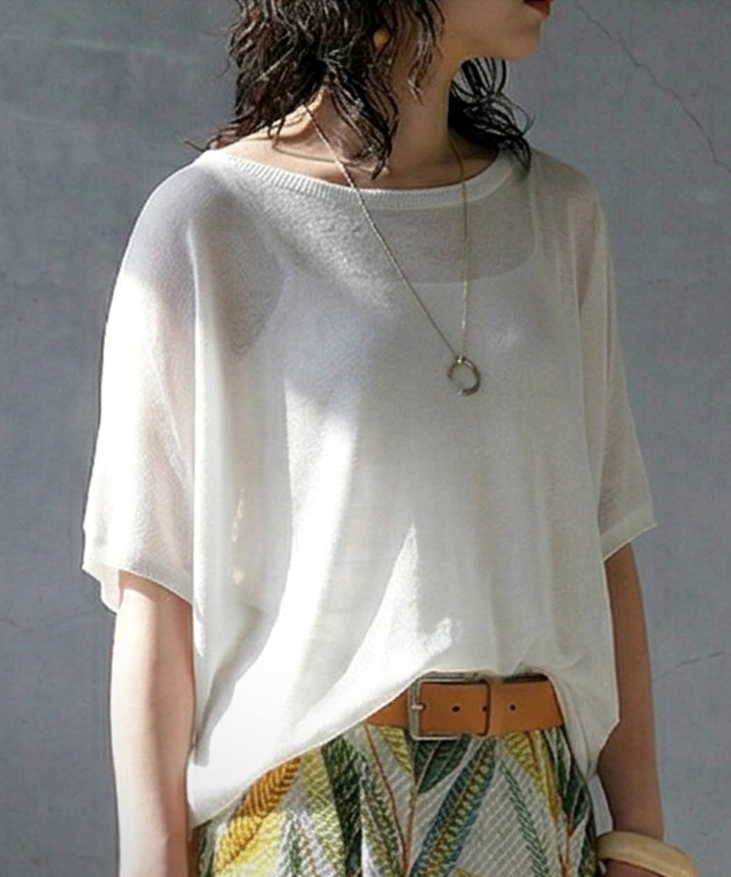 V-Neck Boat Neck Sheer Dolman Knit Ladies