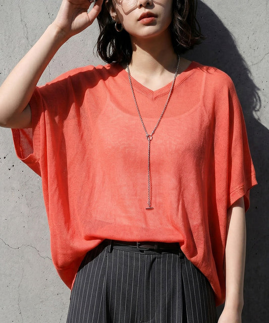 V-Neck Boat Neck Sheer Dolman Knit Ladies