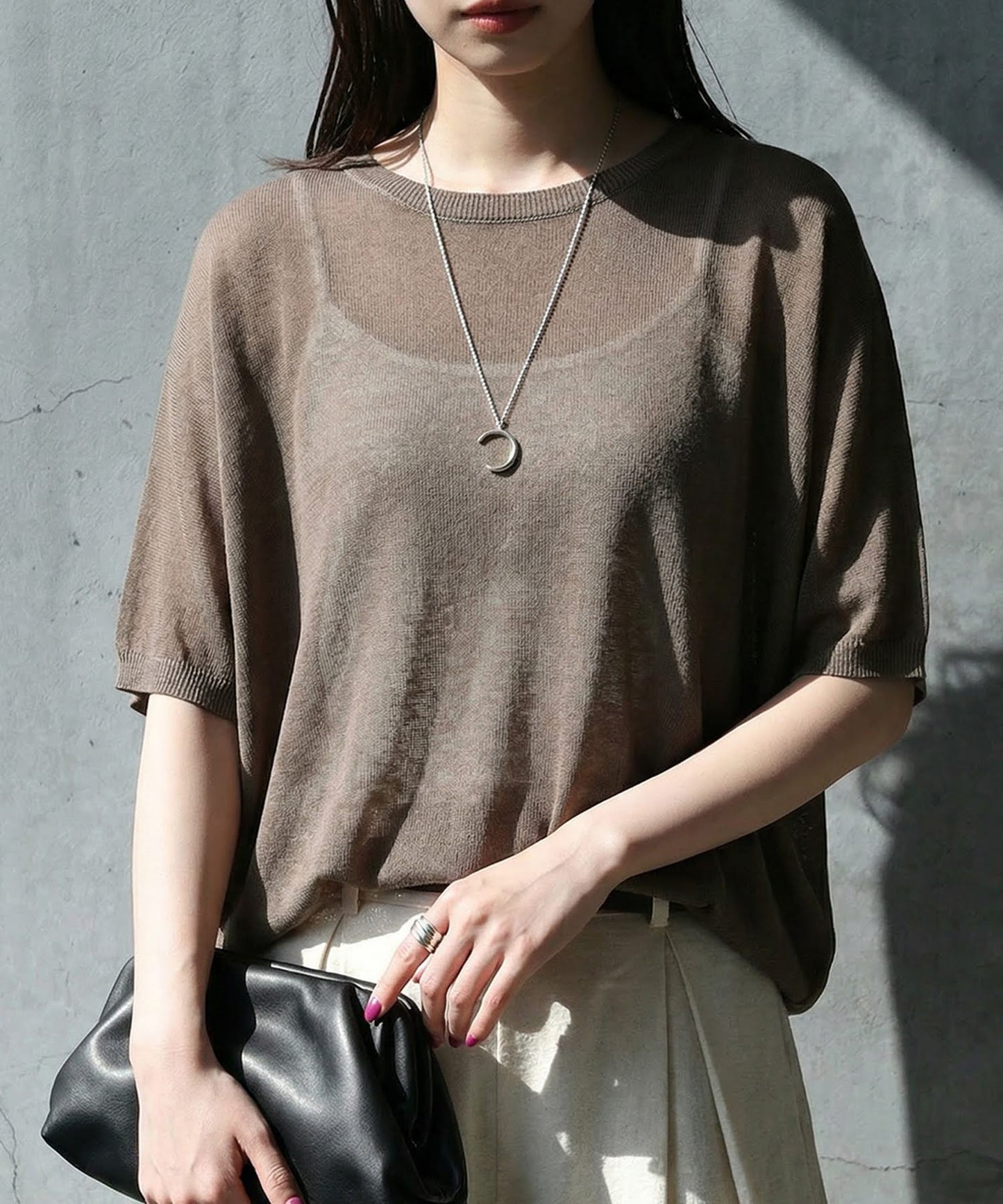 V-Neck Boat Neck Sheer Dolman Knit Ladies