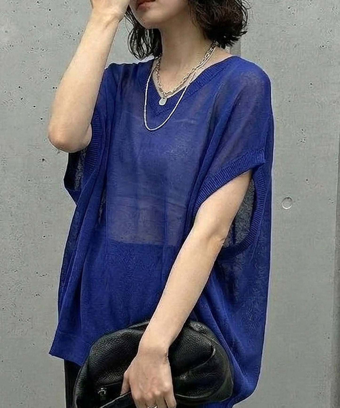 V-Neck Boat Neck Sheer Dolman Knit Ladies