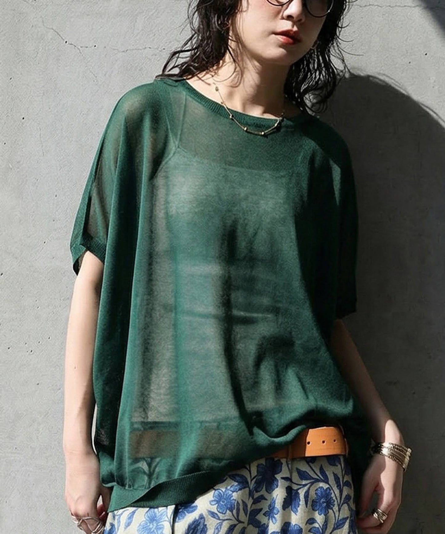 V-Neck Boat Neck Sheer Dolman Knit Ladies