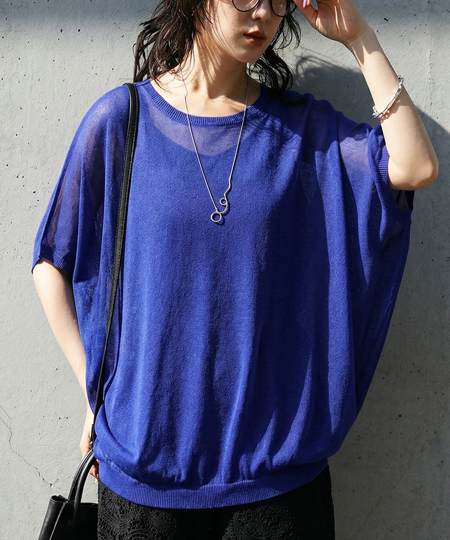 V-Neck Boat Neck Sheer Dolman Knit Ladies
