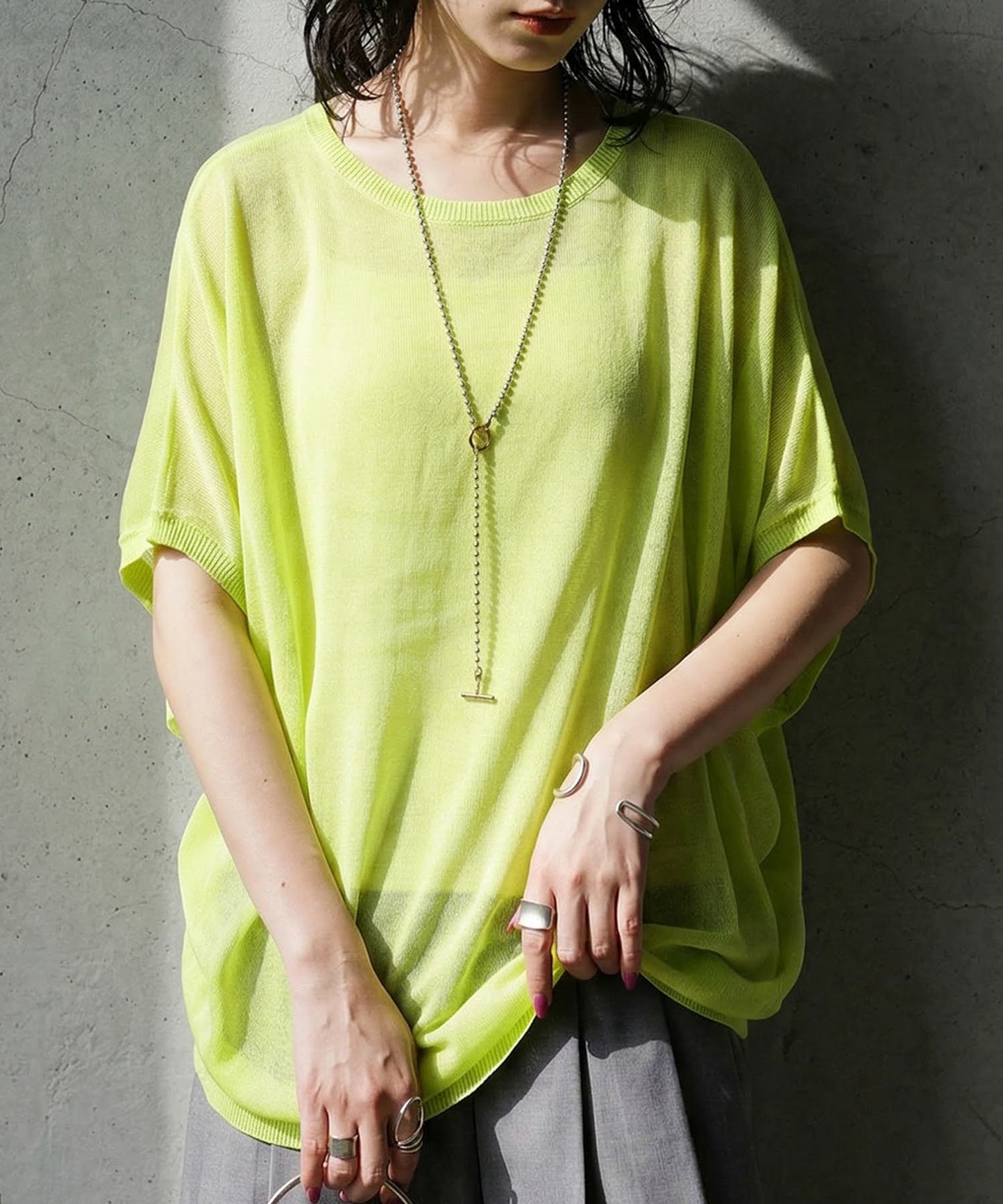 V-Neck Boat Neck Sheer Dolman Knit Ladies
