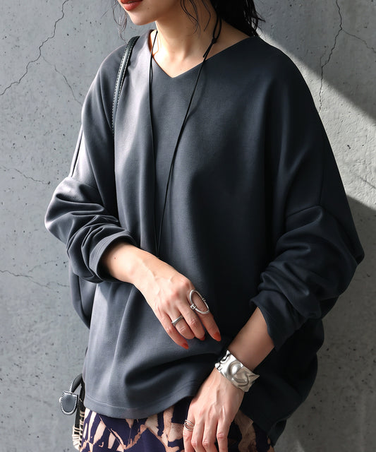 Ponte Knit Long-Sleeved T-Shirt Ladies