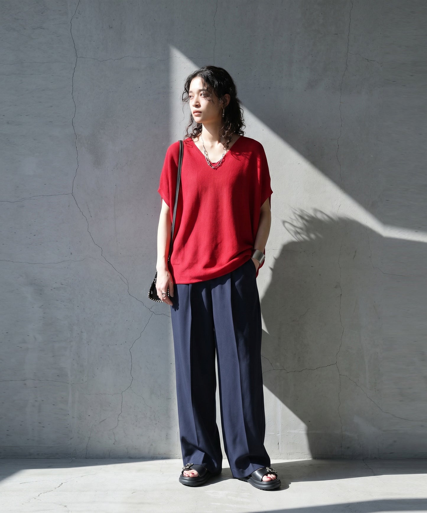 V-Neck Short-Sleeved Dolman Knit Ladies
